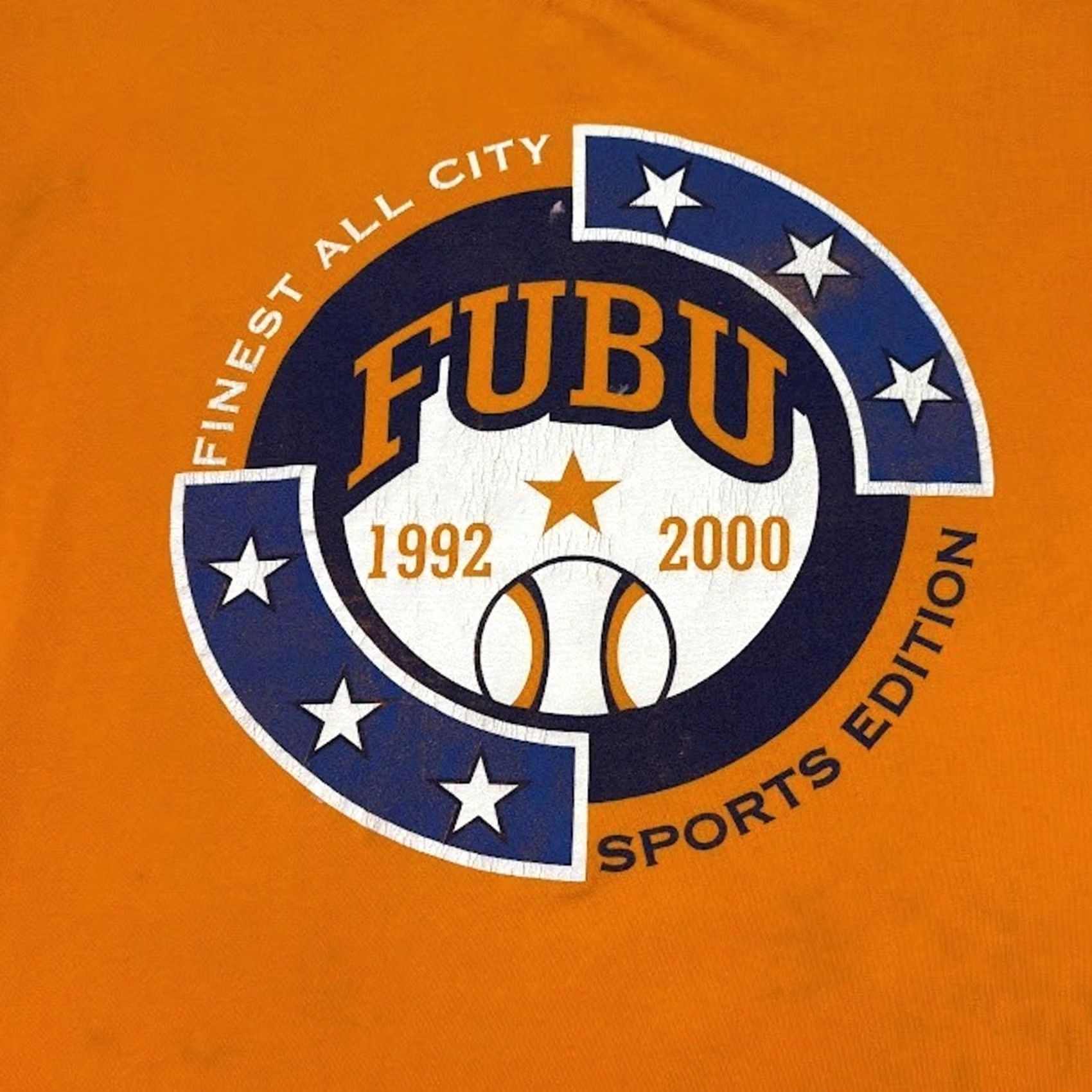 Fubu VINTAGE FUBU Orange T-Shirt Sports Edition XL Crew Neck Graphic Print Mens 90s Hip Hop Size US XL / EU 56 / 4 - 3 Thumbnail