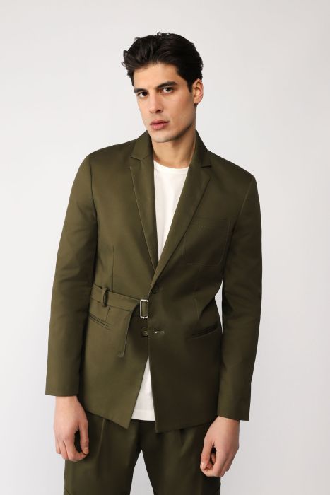 image of Ss23 Imperial Asymmetric Belt Olive Jacket Xl, Men's