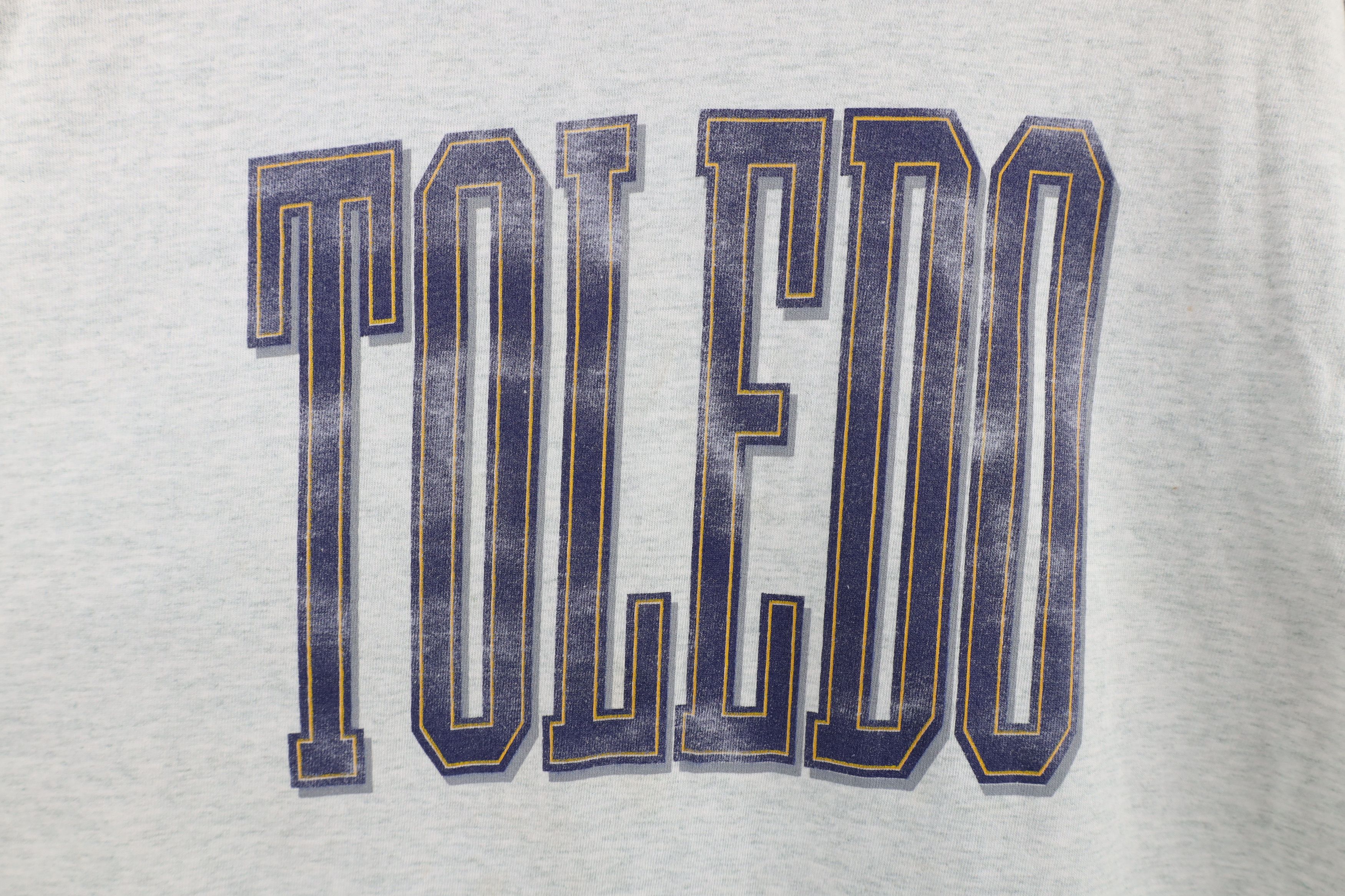 Vintage Vintage 90s Spell Out University of Toledo T-Shirt Gray Size US XXL / EU 58 / 5 - 4 Thumbnail