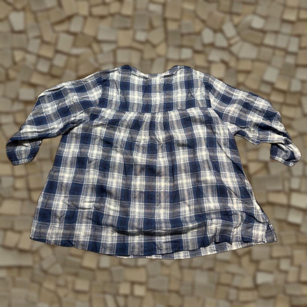 Wrangler Wrangler Shirt Women's XXL Blue White Plaid 3/4 Sleeve V-neck Casual Shirt Womens Size XXL / US 16-18 / IT 52-54 - 1 Thumbnail