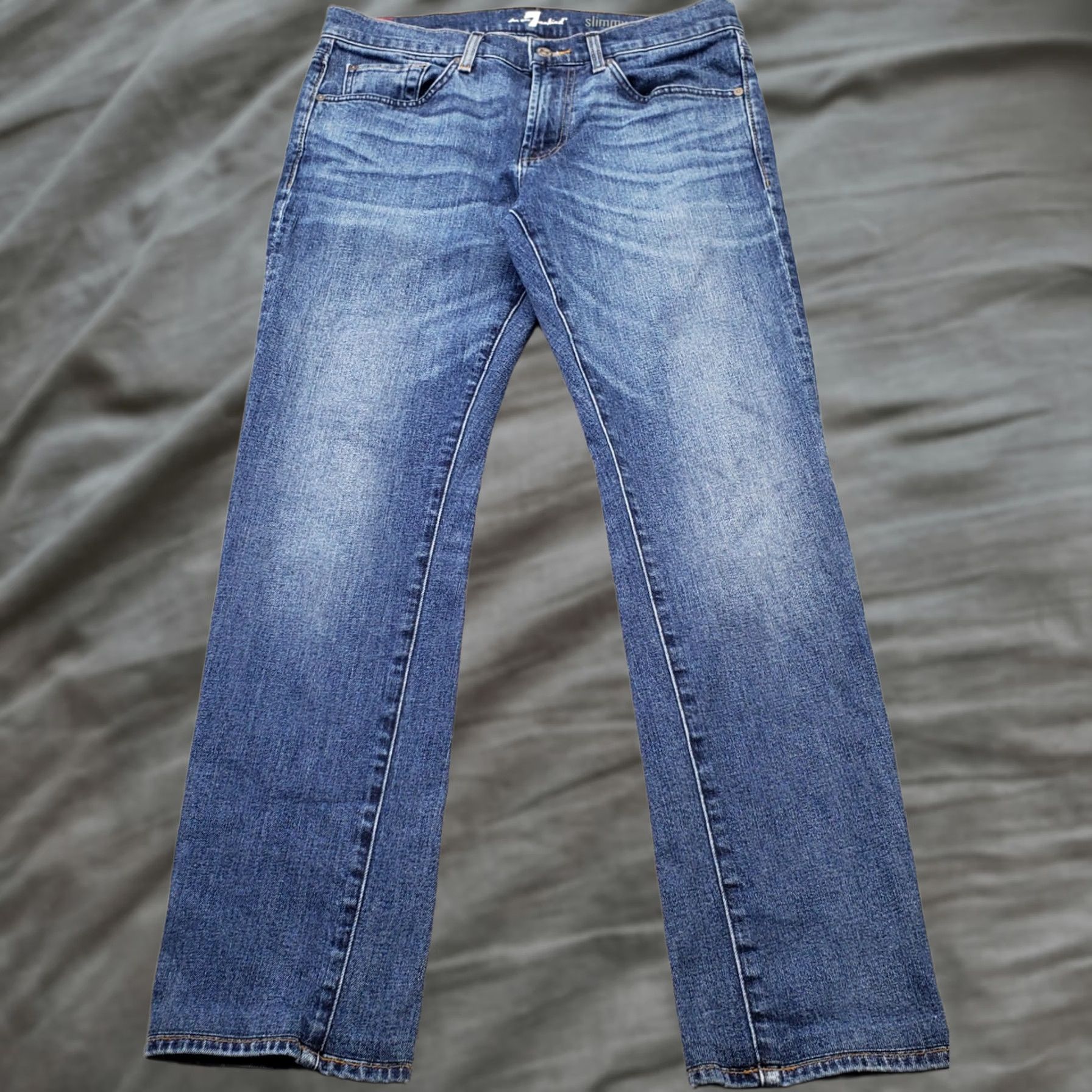 7 For All Mankind 7 For All Mankind Jeans Womens 32 Blue Denim Straight Slim Patch Logo Size 24" / US 00 / IT 34 - 1 Thumbnail