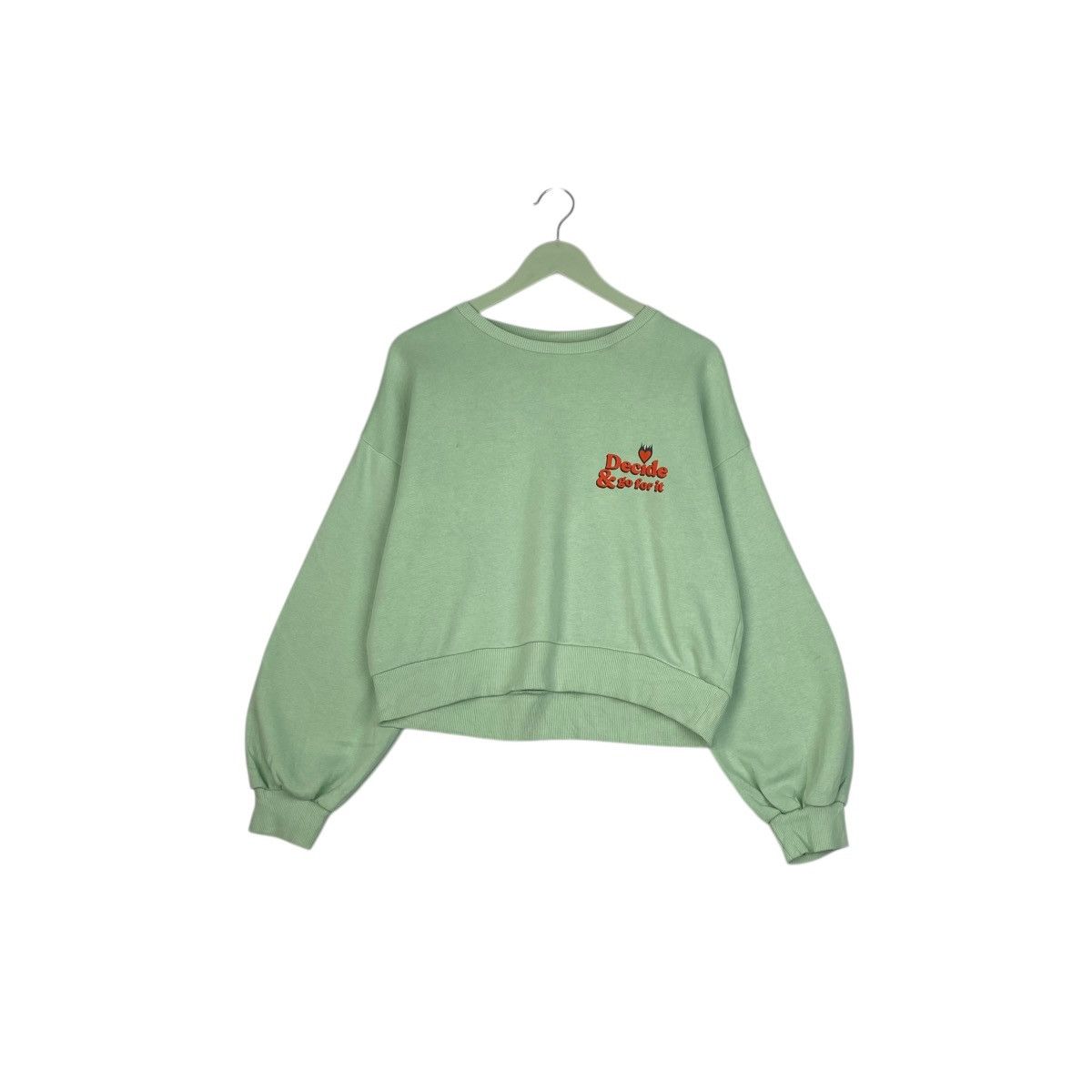Designer × Vintage Vintage Elle & Gu Embroidered Crewneck Sweatshirt Green Size L / US 10 / IT 46 - 1 Thumbnail