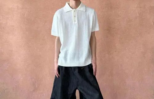 VIBE White Knit Polo Shirt Size US L / EU 52-54 / 3 - 5 Thumbnail