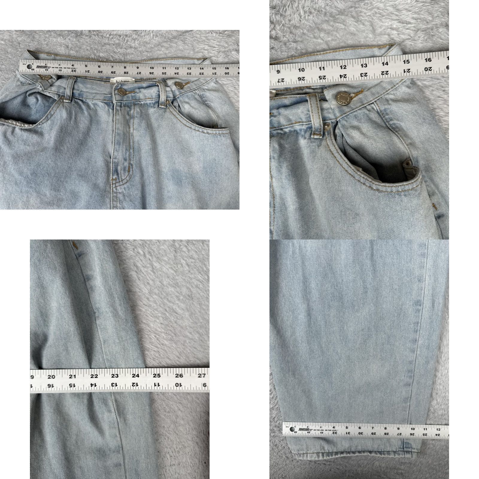 Vintage böhme Jeans Womens M Blue High Rise Wide Leg Relaxed Denim Light Wash 29x30 Jeans Womens M Blue Light Wash Wide-Leg Bohemian Vintage: No Size 32" / US 10 / IT 46 - 9 Thumbnail