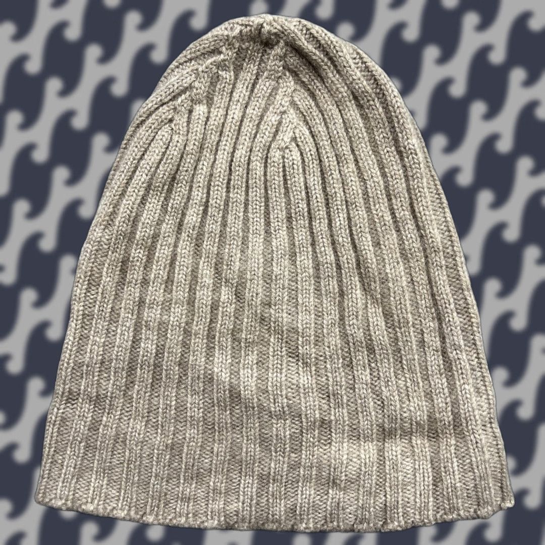 Vintage Natura Cashmere Beanie Womens 100% Cashmere Beige One Size Ribbon Hats Beanie Size ONE SIZE - 1 Thumbnail