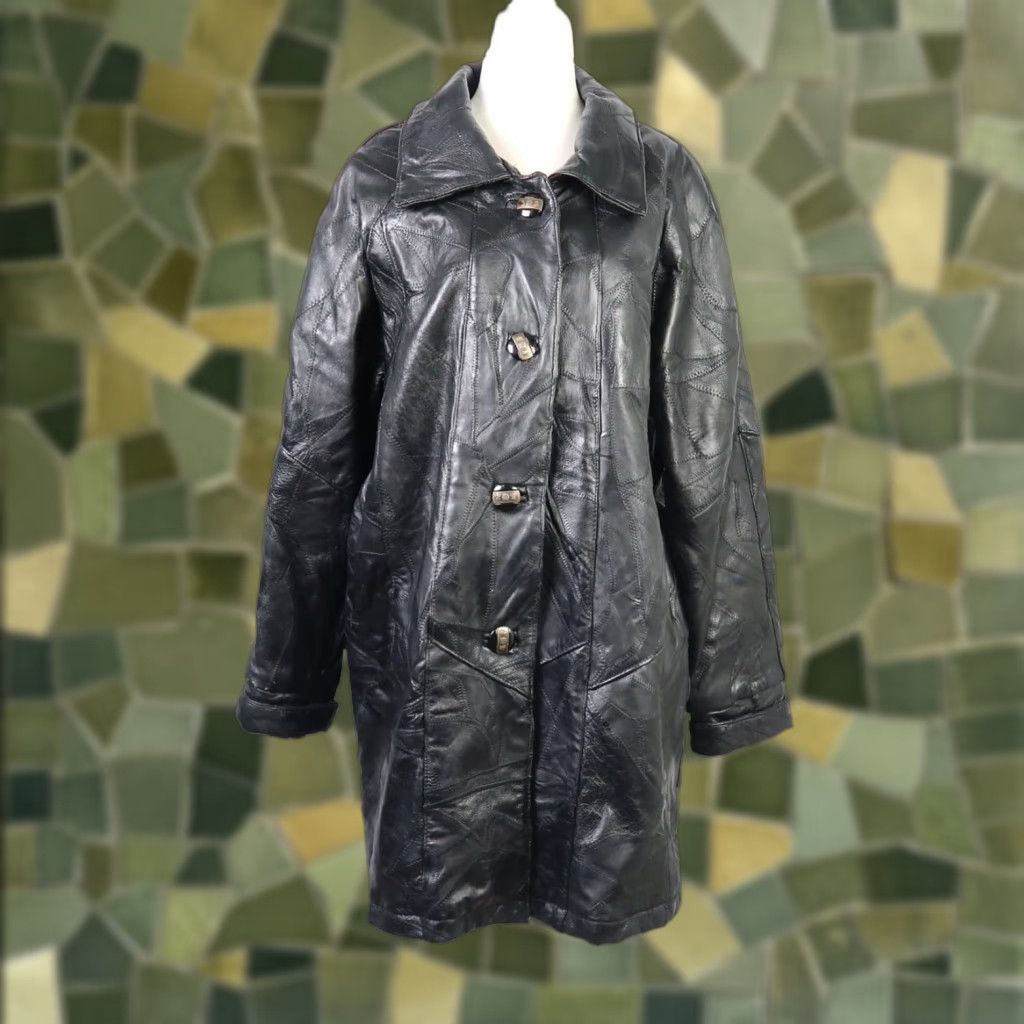 Vintage VINTAGE Maxam Leather Jacket Patchwork Lambskin Coat 1990s M Black Womens Grunge Casual Jacket Size M / US 6-8 / IT 42-44 - 1 Thumbnail