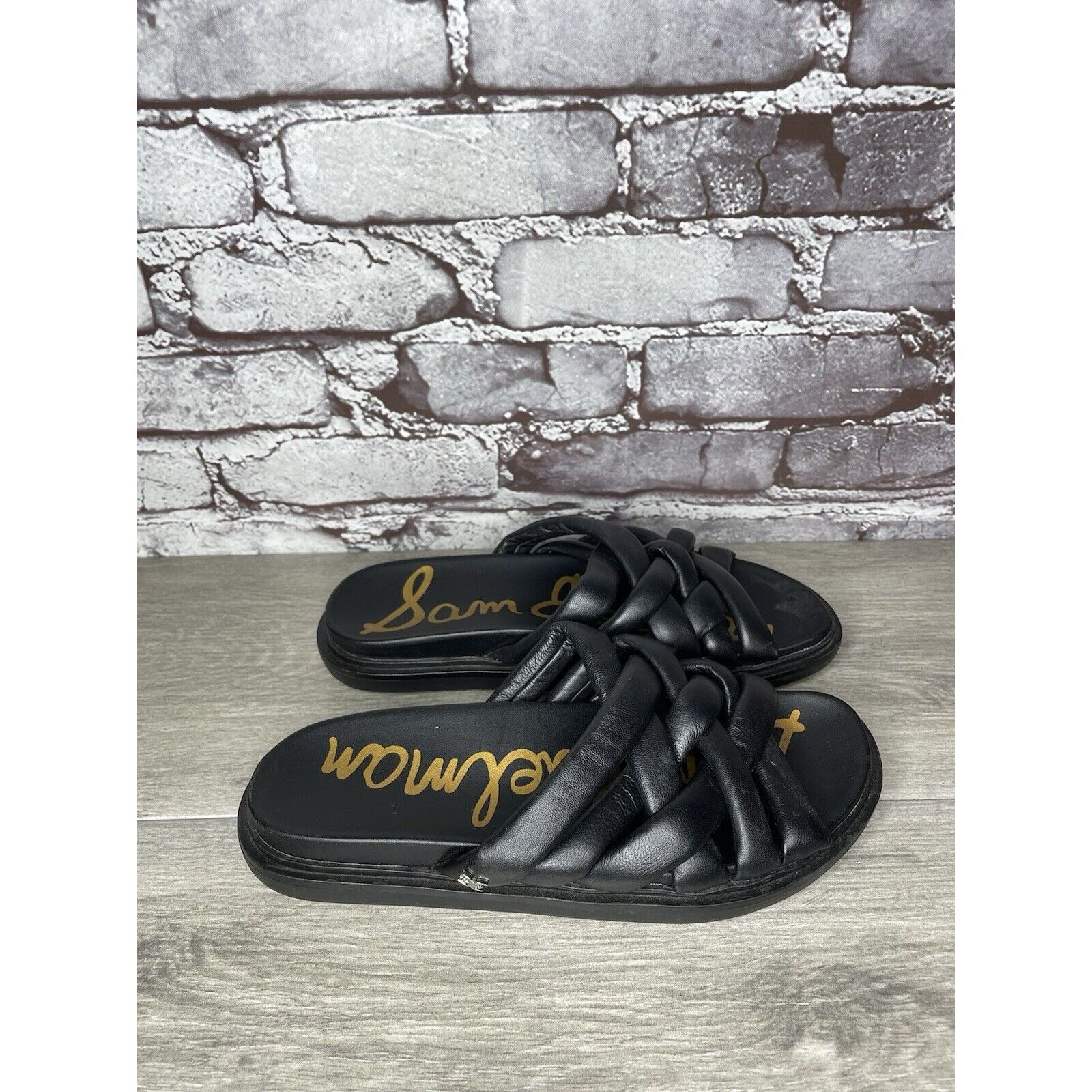 Sam Edelman Sam Edelman Vaugn Black Leather Braid Casual Slides Sandals Size US 6.5 / IT 36.5 - 3 Thumbnail