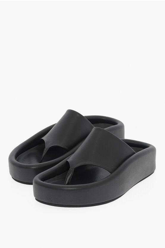 Maison Margiela Mm6 Faux Leather Thong Sandals in Black, Women's