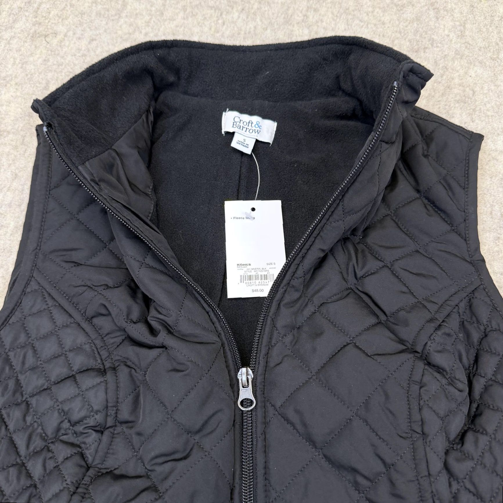 Croft & Barrow VINTAGE Croft & Barrow Vest Womens Small Black Quilted Fleece Lined Full Zip Pockets Size S / US 4 / IT 40 - 5 Thumbnail