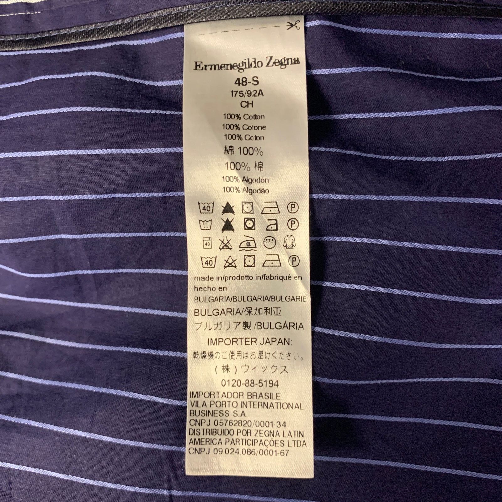 Ermenegildo Zegna ERMENEGILDO ZEGNA S Navy White Pinstripe Cotton Belted Robe Size US S / EU 44-46 / 1 - 7 Thumbnail