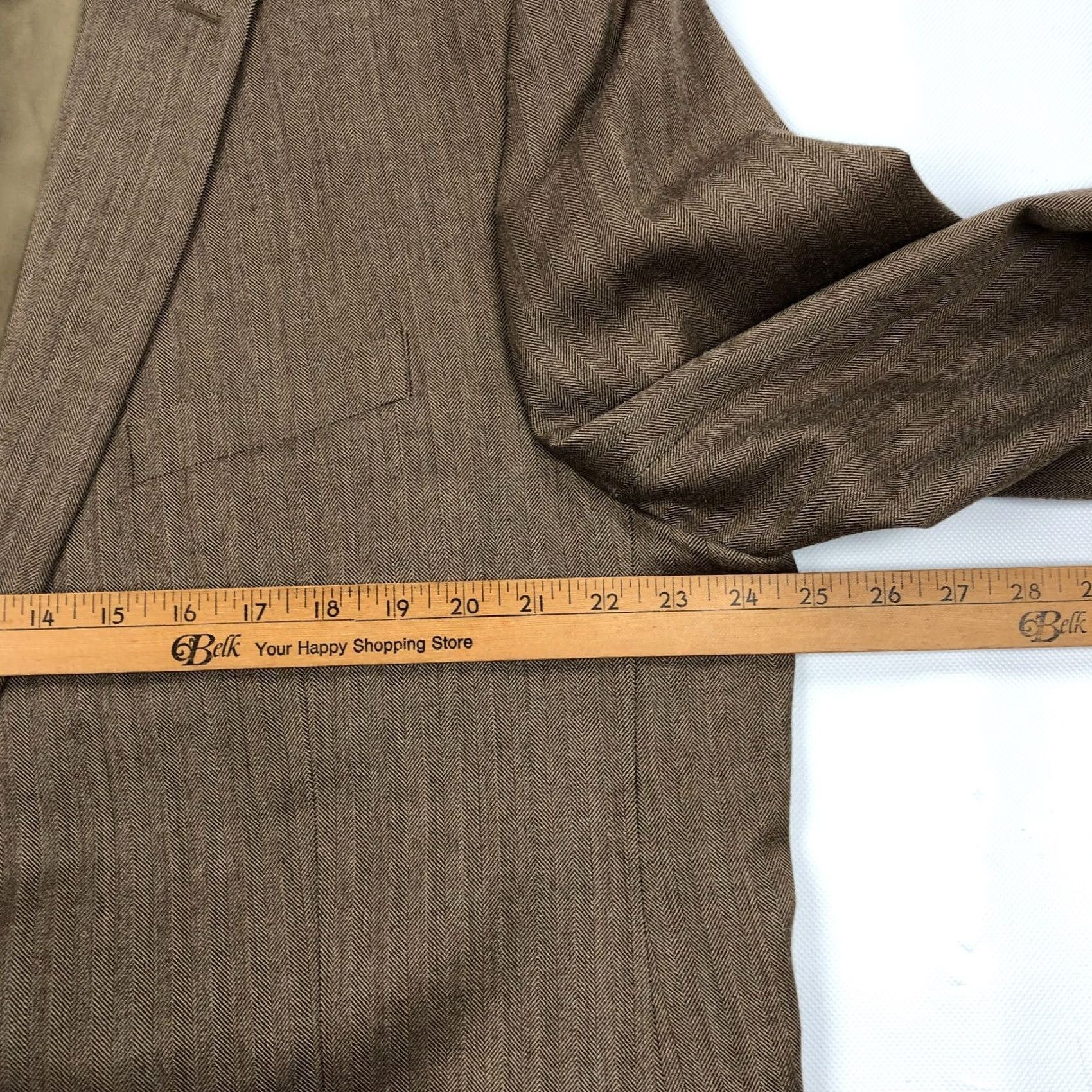 Ralph Lauren Ralph Lauren Blazer Jacket Silk Wool Brown Herringbone Sport Coat 48L Long Notch Double Vent Two-Button Front Mens Regular Size 48R - 5 Thumbnail