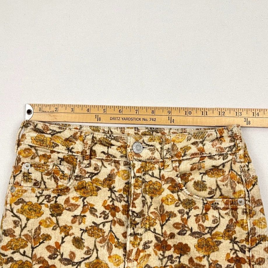 Anthropologie Anthropologie Pilcro Icon Pants 25 W26 I30 Flare Yellow Corduroy Floral Spring Size 42" / US 20 - 5 Thumbnail