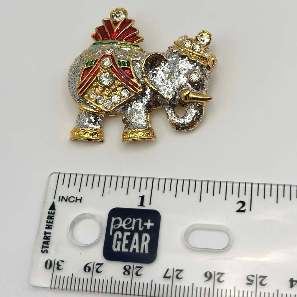 Other Gold Crystal Elephant Brooch Pin Size ONE SIZE - 4 Thumbnail