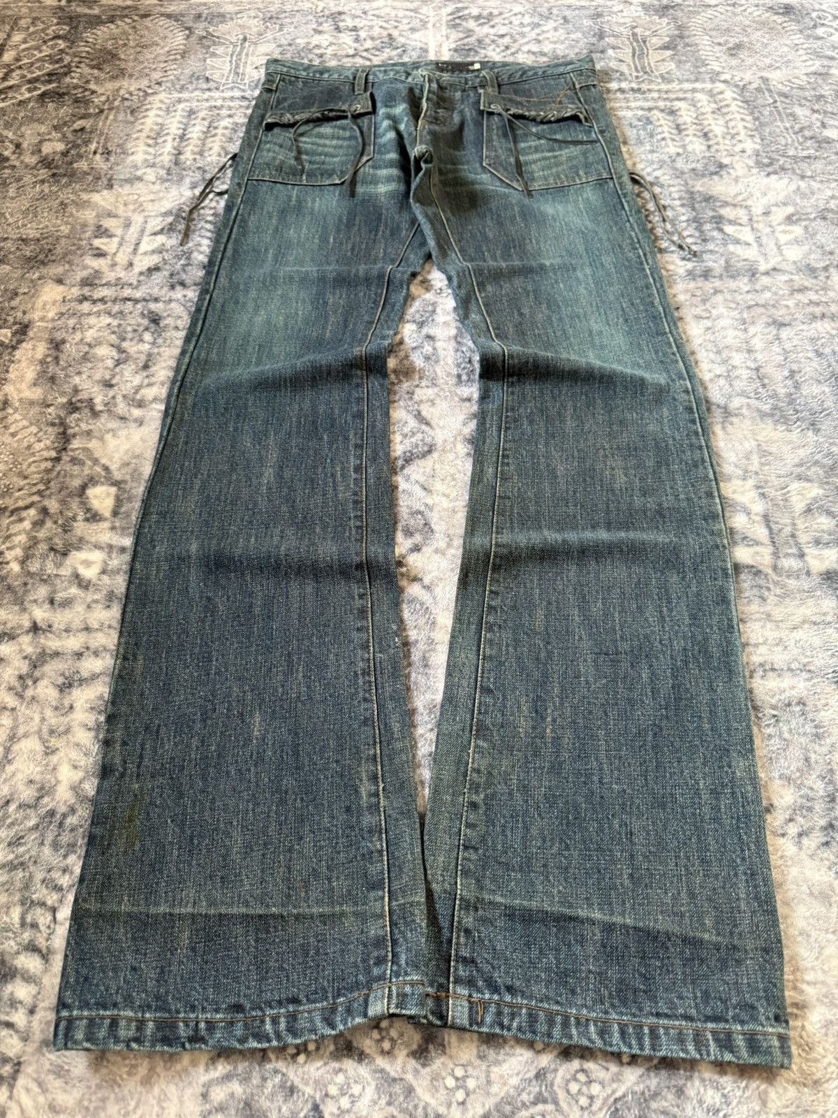 L7 Real Hip L7 Real Hip Leather Lace-up Braided Pocket Flared Jeans Size US 32 / EU 48 - 1 Thumbnail