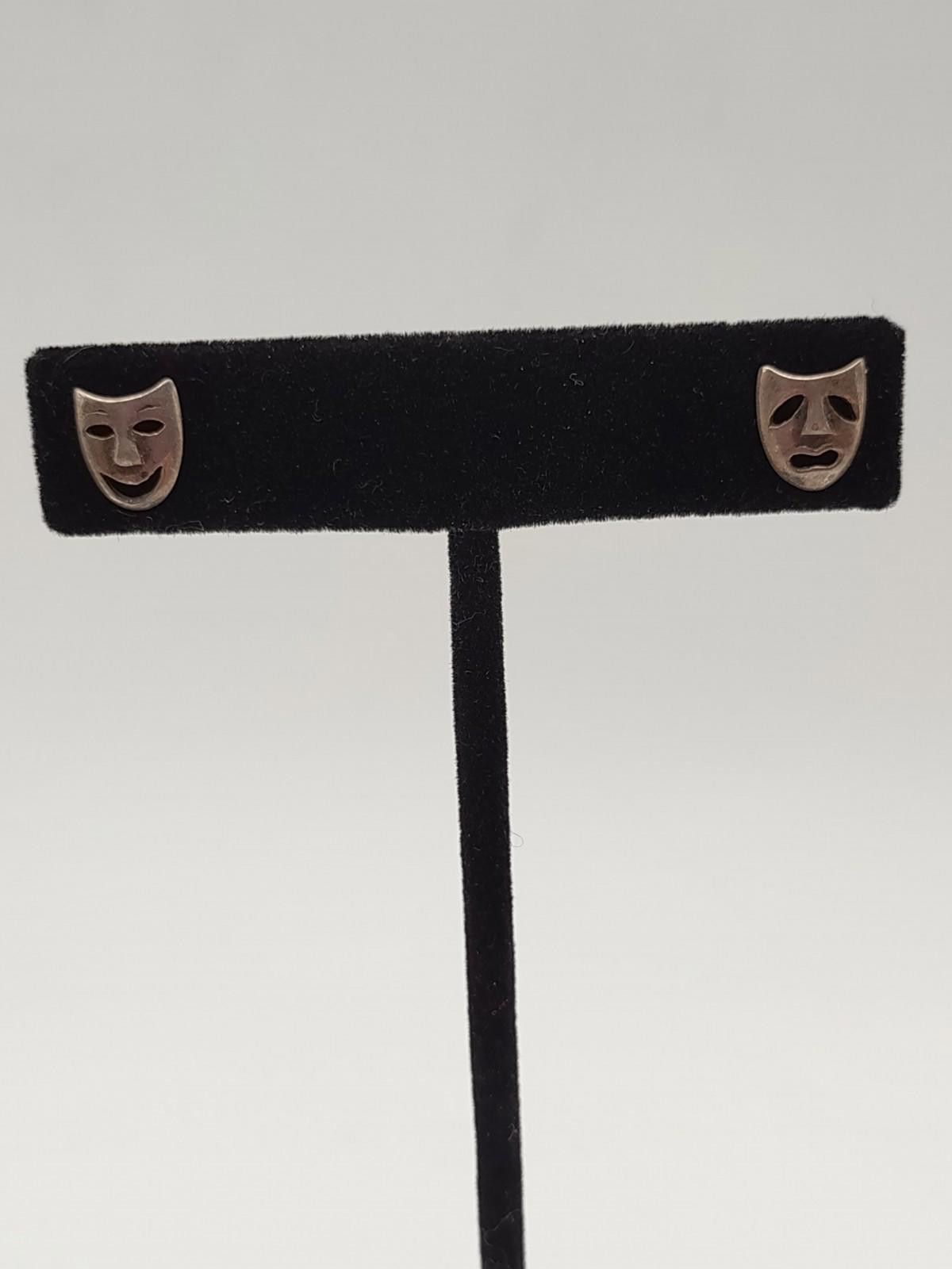 The Unbranded Brand Sterling Silver Theater Mask Stud Earrings Comedy Drama Size ONE SIZE - 1 Thumbnail