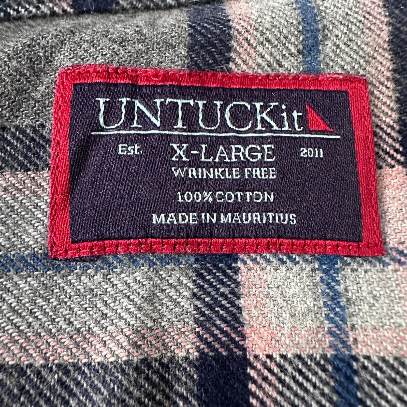 UNTUCKit Untuckit Flannel Shirt Men’s XL Gray Blue Pink Button Up Size US XL / EU 56 / 4 - 6 Thumbnail