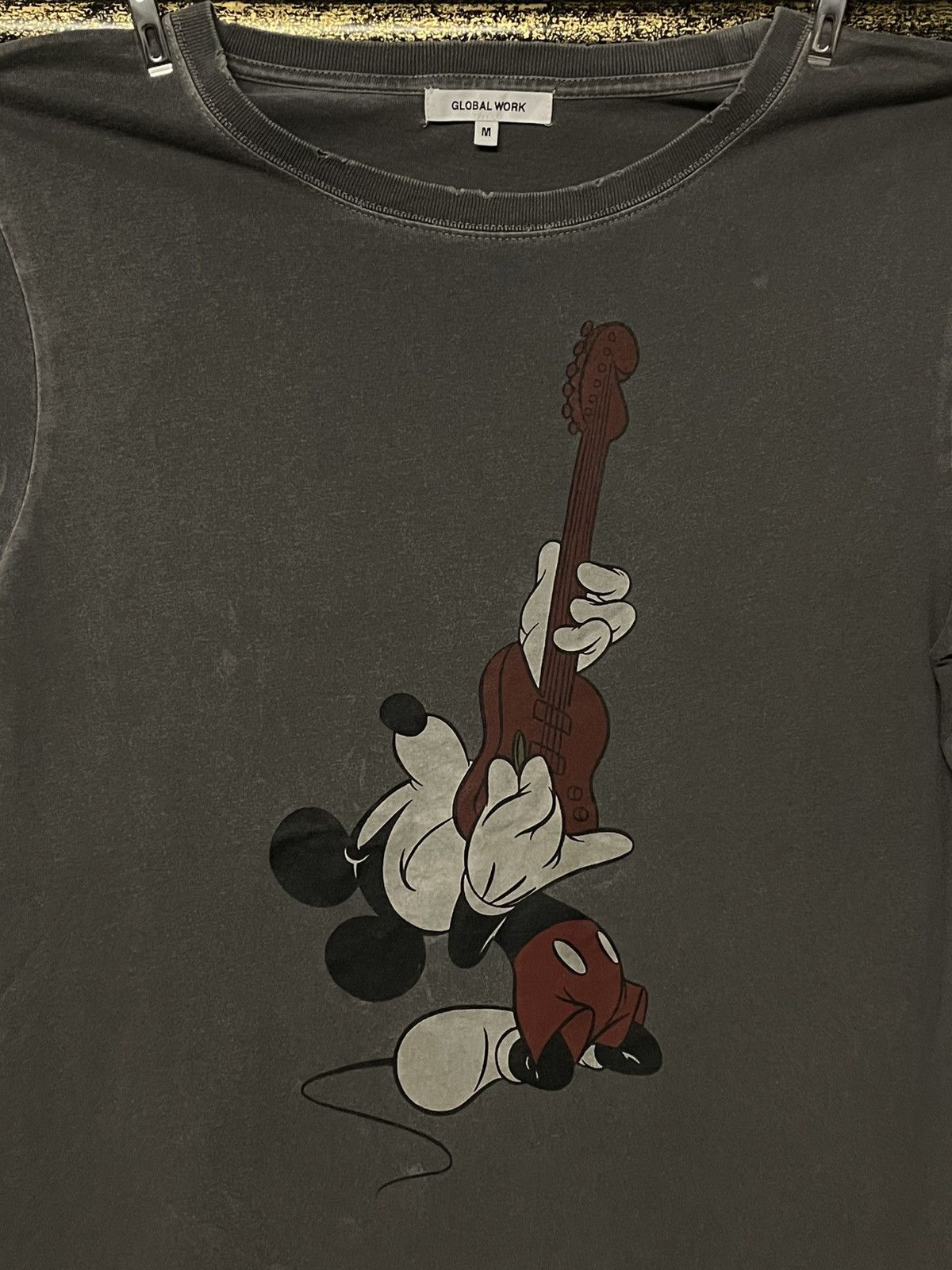 Designer × Japanese Brand × Vintage Vintage Japan Global Work Mickey Rockstar Distressed Tee Size US S / EU 44-46 / 1 - 3 Thumbnail