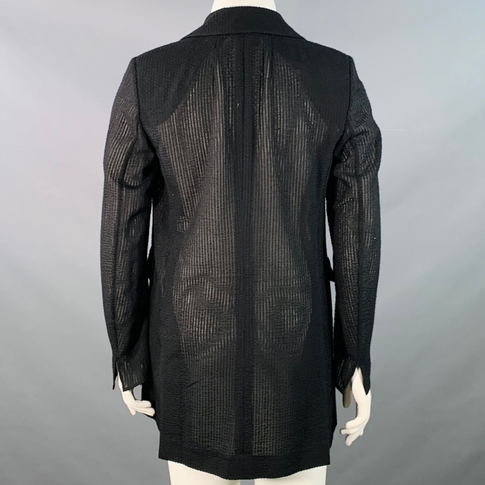 Akris AKRIS 10 Black Wool Silk Blend Textured Stripe Jacket Blazer Size L / US 10 / IT 46 - 4 Thumbnail