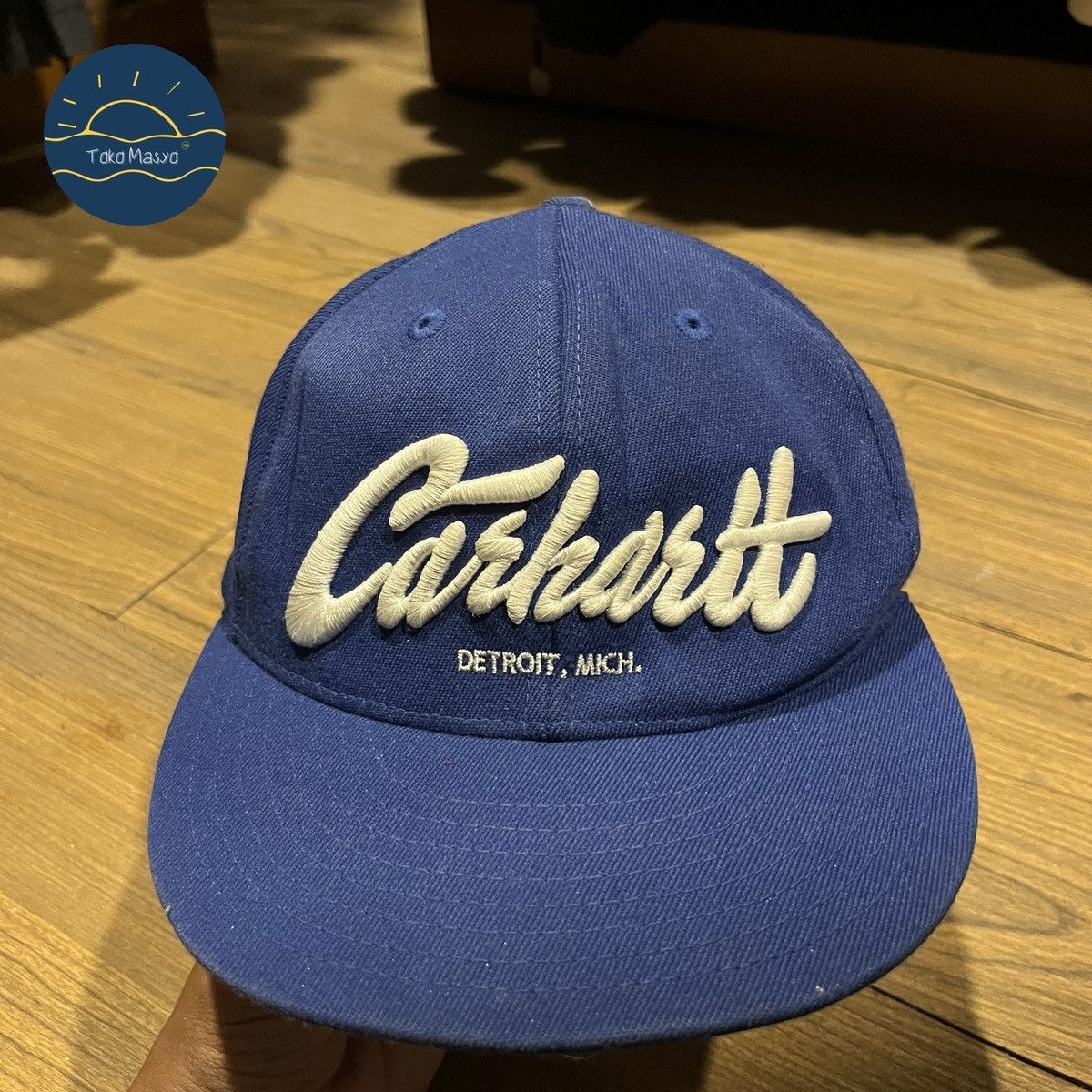 Carhartt × Vintage Butter Script Cap Original Carhartt Blue Detroit Michigan Size ONE SIZE - 1 Thumbnail