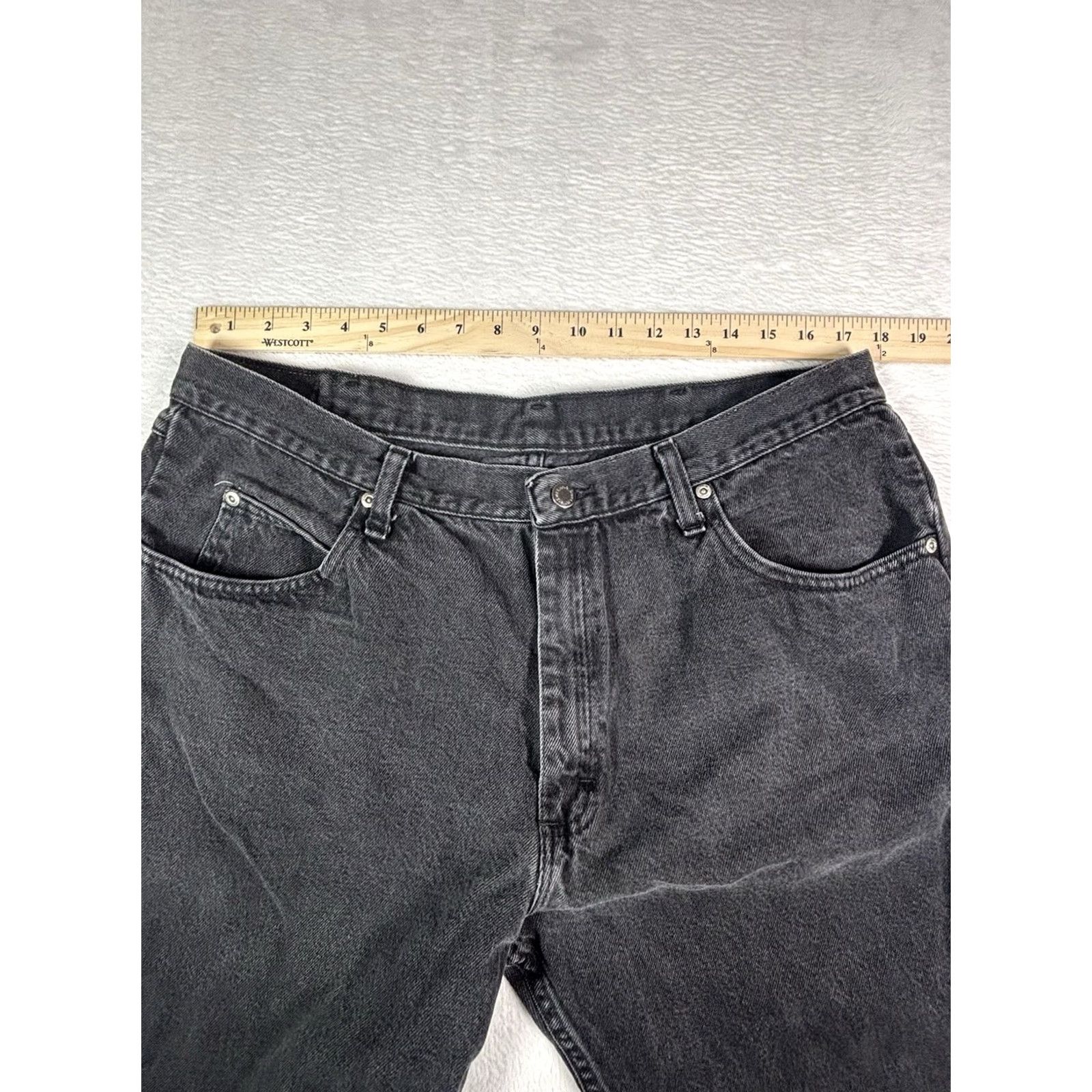 Wrangler VINTAGE Wrangler Regular Fit Black Denim Jeans 97601CB Mens Size 38 X 30 Wrangler Logo 5-Pocket Straight Mid Rise Cotton Denim USA Cowboy Jeans Mens Size US 38 / EU 54 - 5 Thumbnail