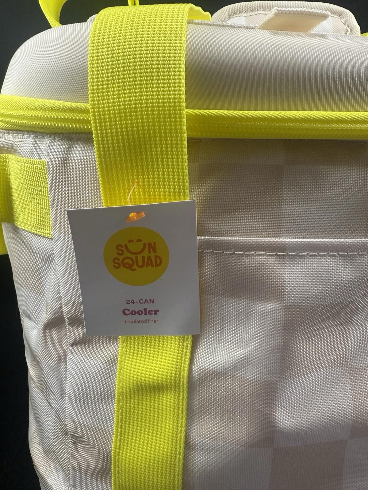 Other Sun Squad 24-Can Insulated Cooler Bag Beige Yellow Check Size ONE SIZE - 5 Thumbnail