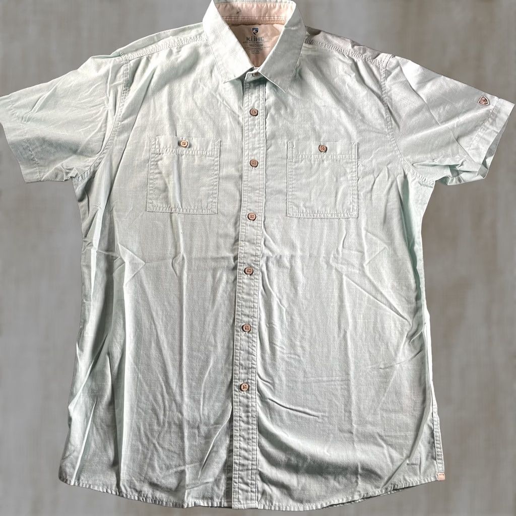Vintage KÜHL Shirt Mens Medium Green Short Sleeve Button-Up Dual Pocket Casual Outdoor Size US M / EU 48-50 / 2 - 1 Thumbnail