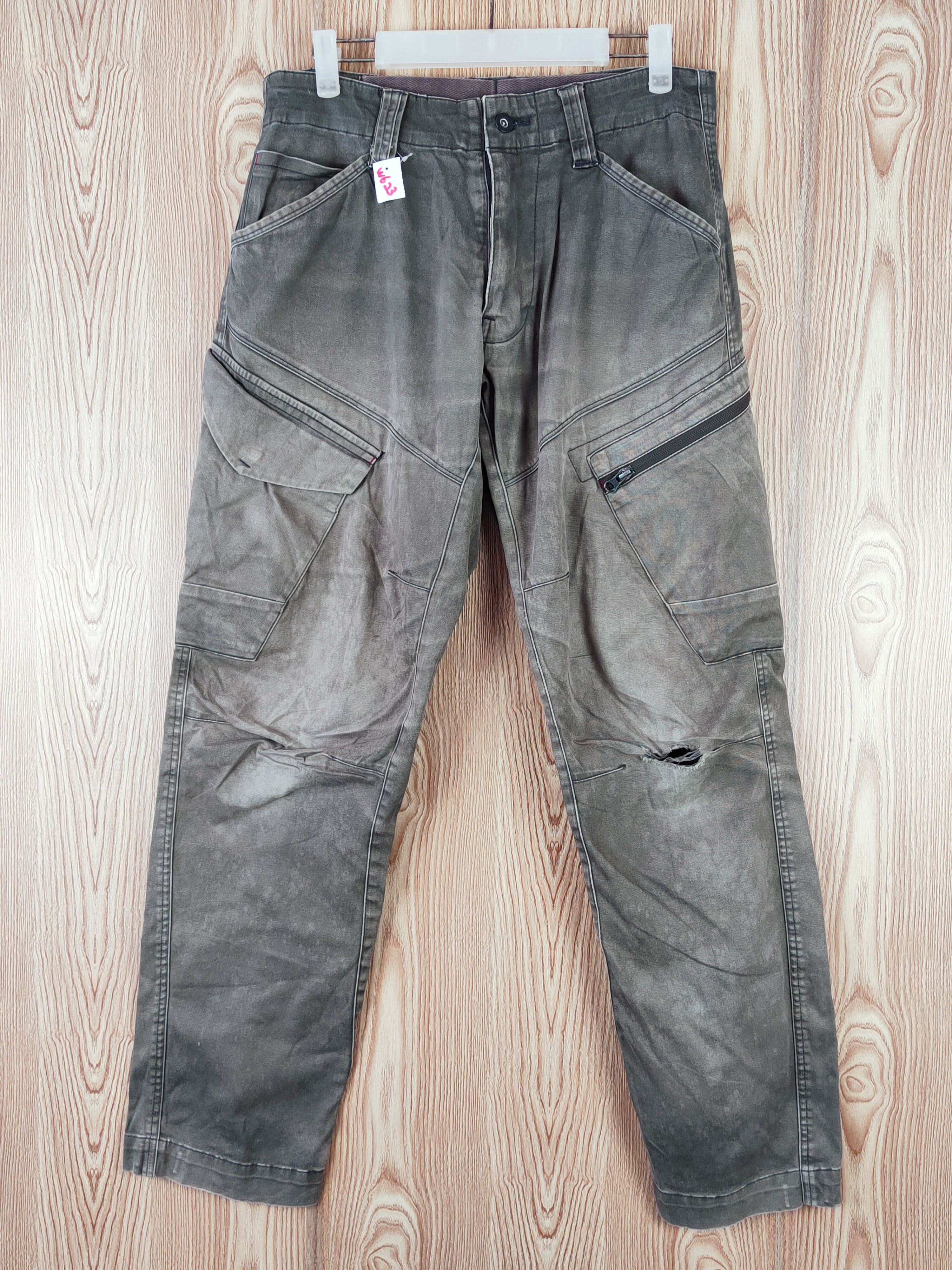 Japanese Brand Xebec Dark Gray Faded Multipocket Tactical Cargo Pants #W623 Size US 31 - 1 Thumbnail