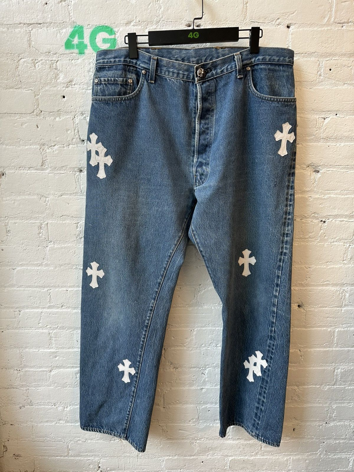 Chrome Hearts Chrome Hearts RARE white cross patch levi jeans 38 40 Size US 36 / EU 52 - 1 Thumbnail