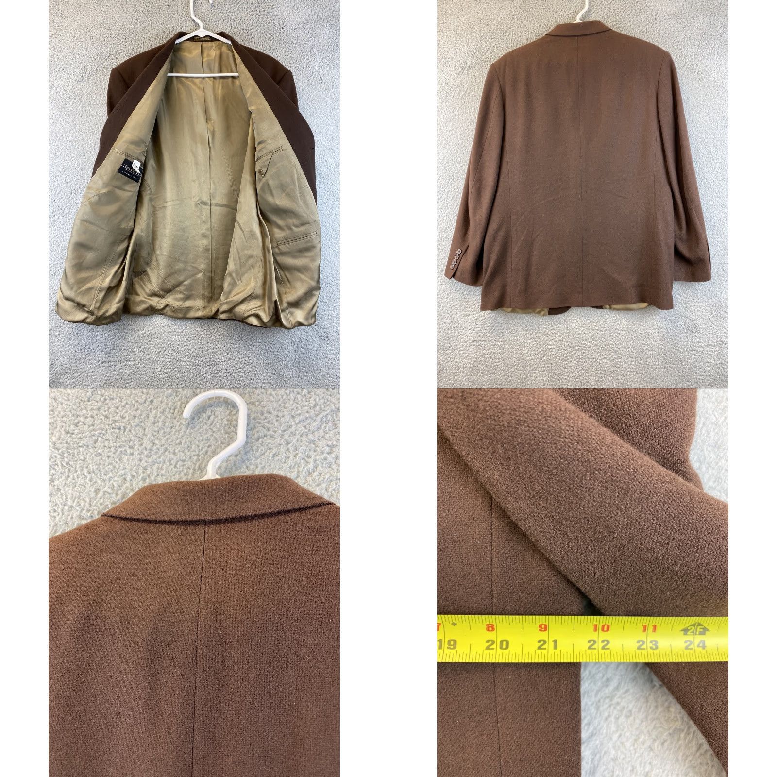 Oscar De La Renta VINTAGE Oscar de la Renta Sport Coat Blazer Wool Lambswool Brown 42R Men’s Regular Single-Breasted Notch Lapel 4-Button Solid 42 Mens Dress Coat Size 42R - 8 Thumbnail