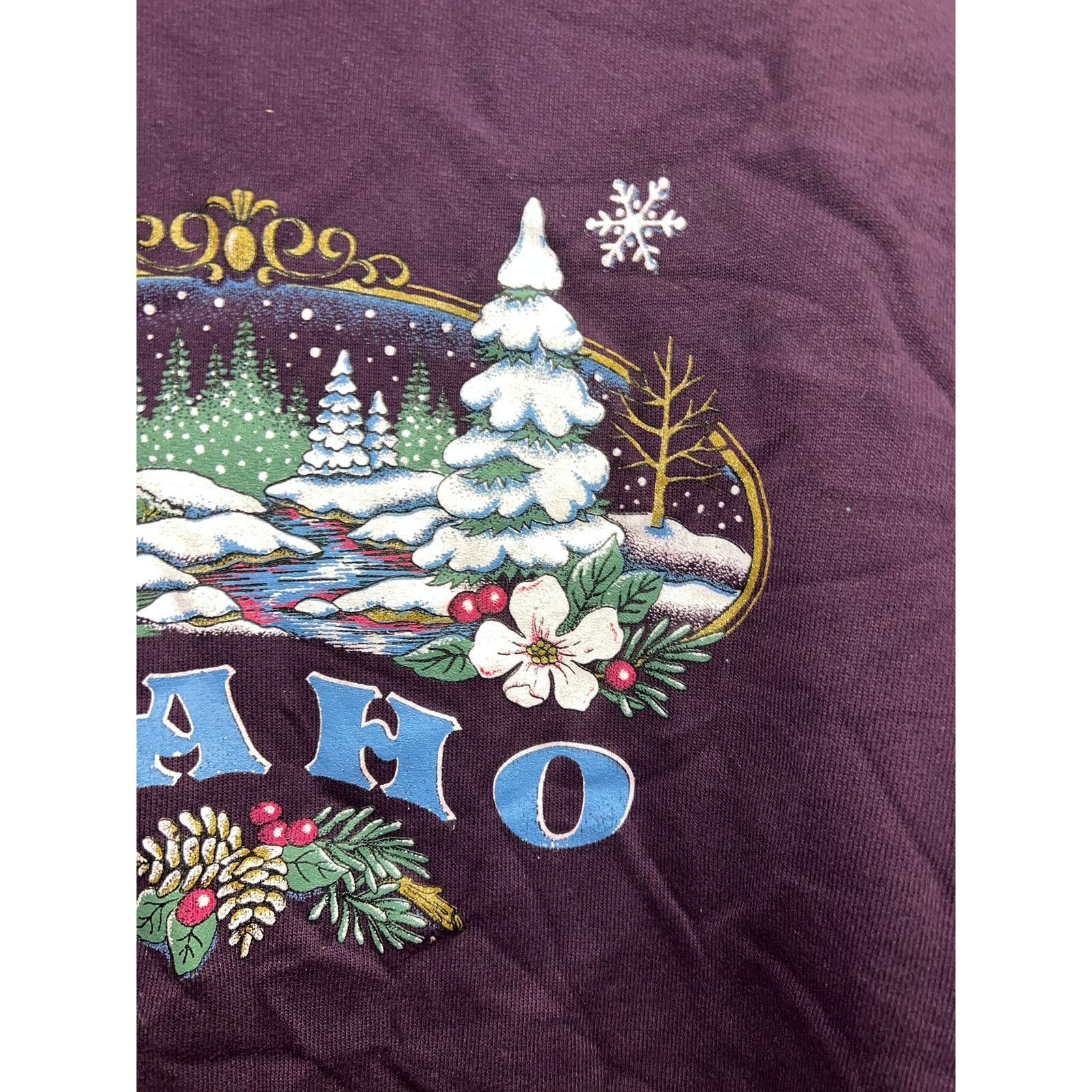 Jerzees Vintage Idaho Sweatshirt Winter Snow Crewneck Purple 90s L Size US L / EU 52-54 / 3 - 4 Thumbnail