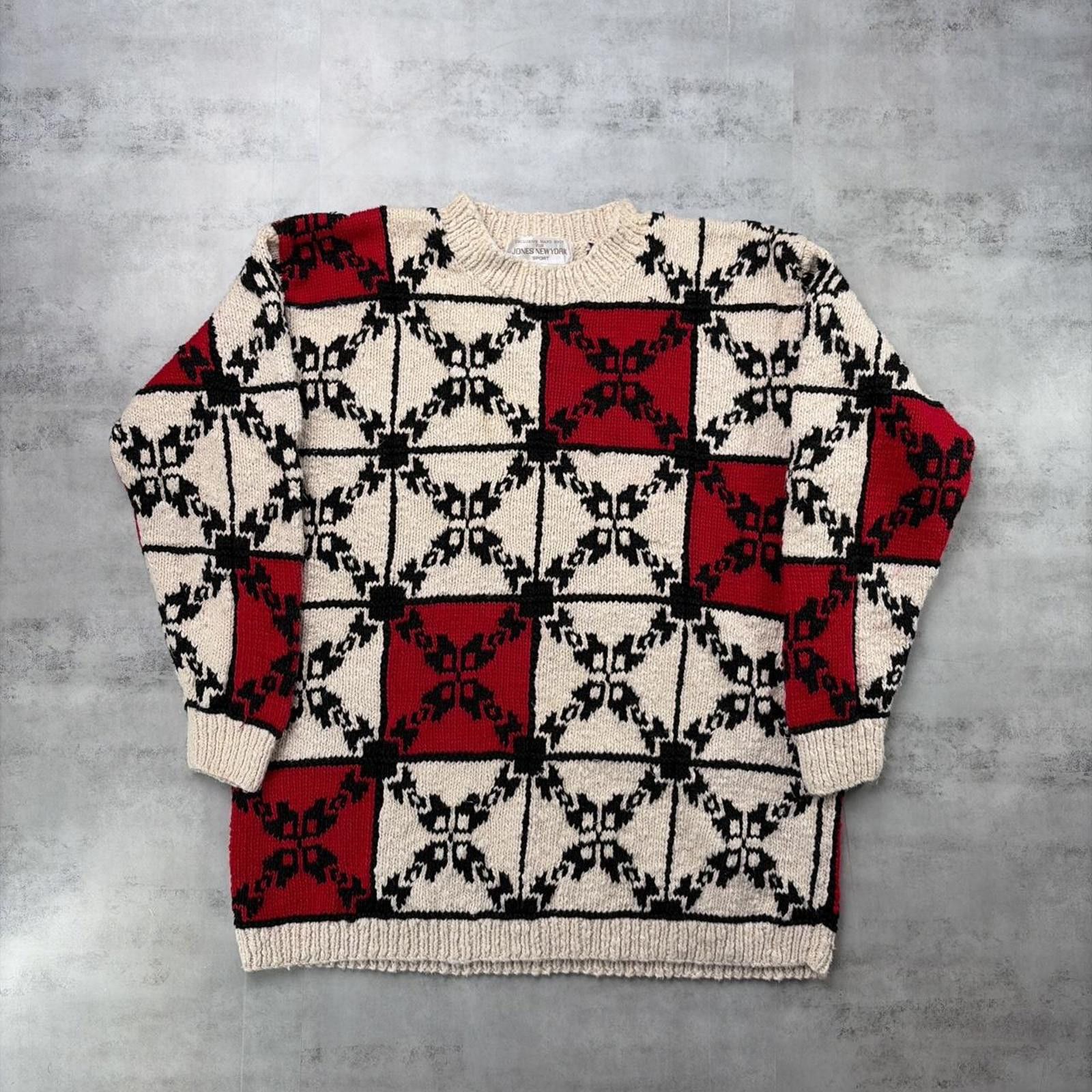 Jones New York Vintage 90’s Jones New York Knit Patterned Sweater Size XL / US 12-14 / IT 48-50 - 1 Thumbnail