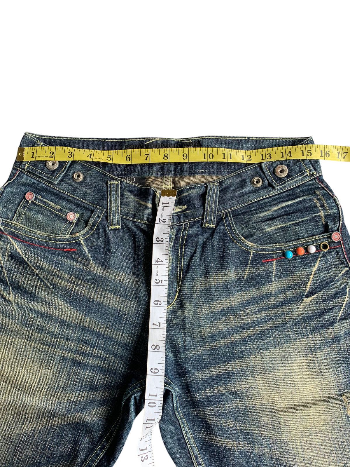 Tornado Mart FLARE💥 RED PEPPER JAPANESE PUNK SYYLE MUDMAX RUSTY DENIM🎌☠️ Size US 31 - 17 Thumbnail
