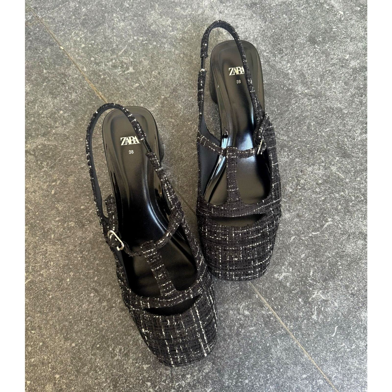 Zara RARE!!! ZARA Textured Slingbacks NWT Size US 8 / IT 38 - 4 Thumbnail