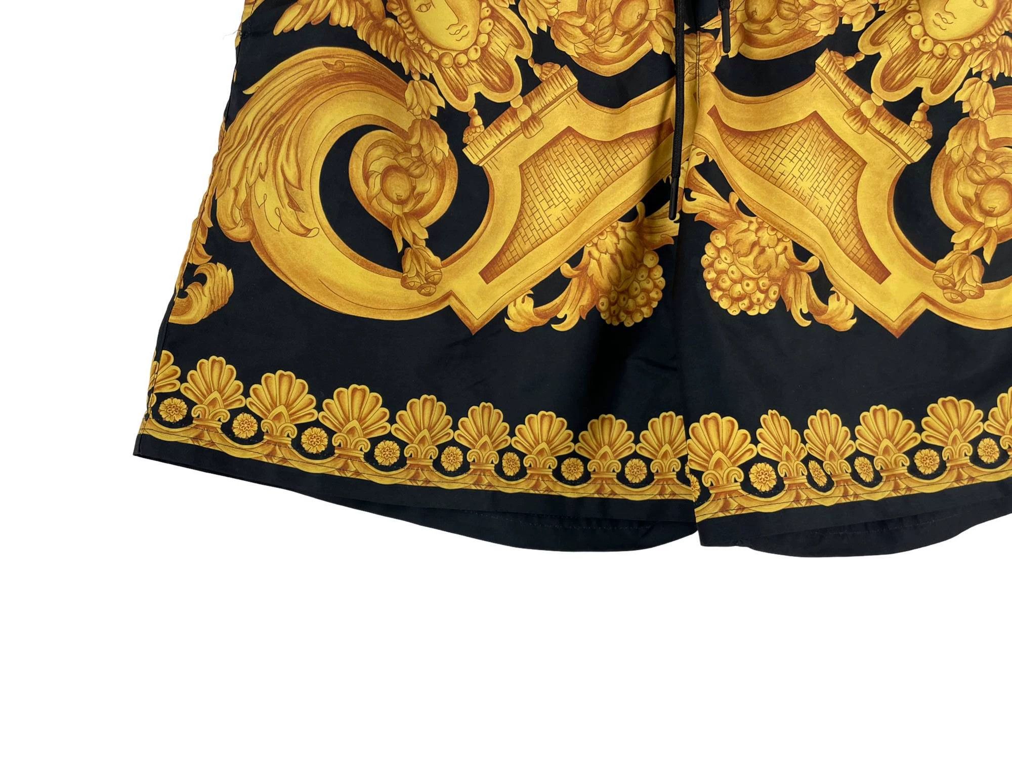 Versace Versace Black Gold Patterned Drawstring Short Size US 38 / EU 54 - 4 Thumbnail