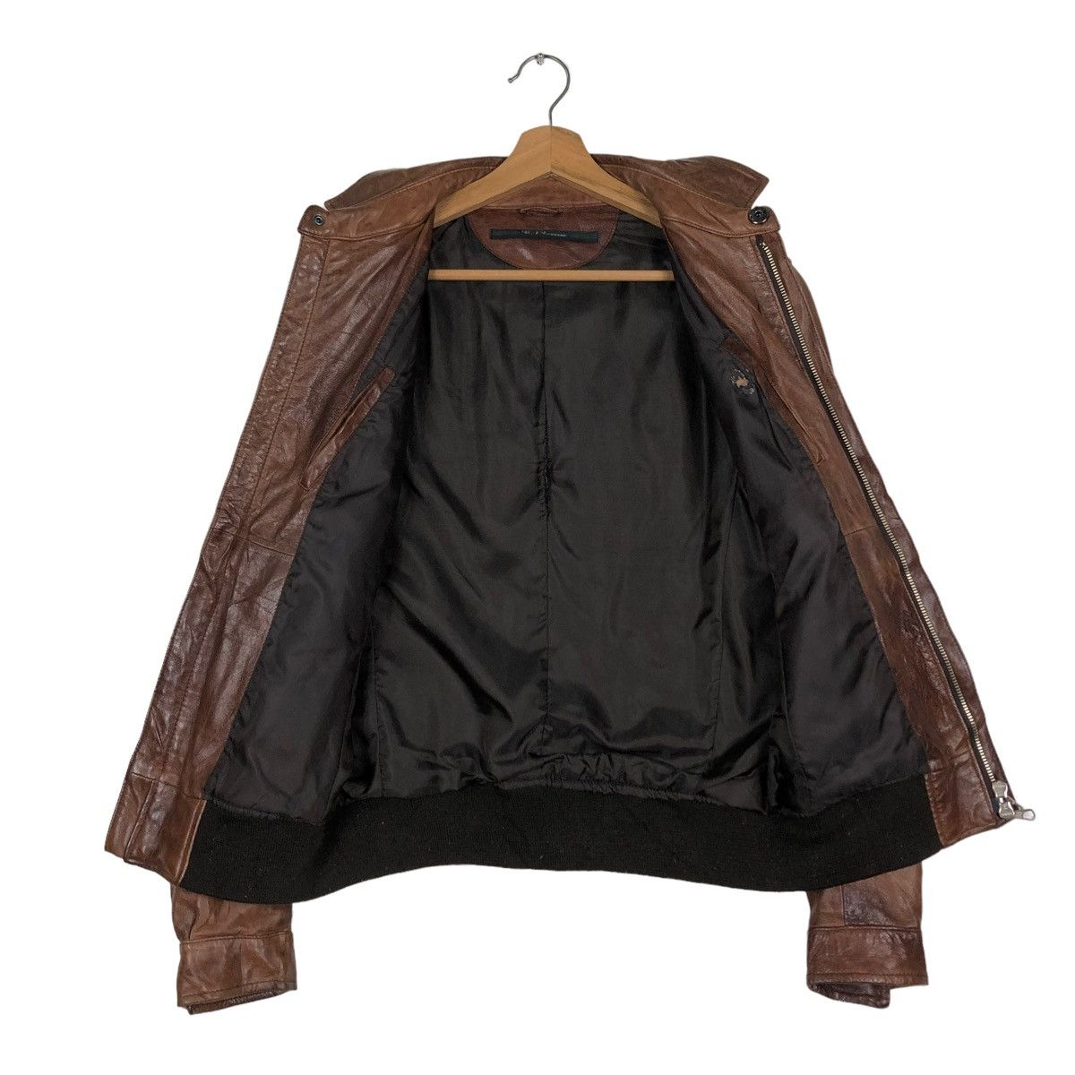 Japanese Brand 🔥VINTAGE CROPPED BIKER LEATHER JACKET BANK TANNAGE Size US S / EU 44-46 / 1 - 15 Thumbnail