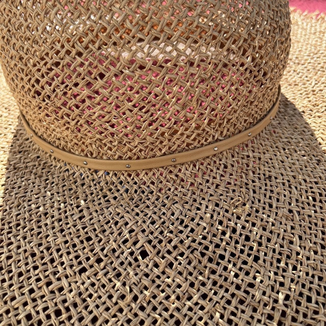 Other Lola Hats studded tan straw Sun hat Frayed edge beachy Size ONE SIZE - 3 Thumbnail