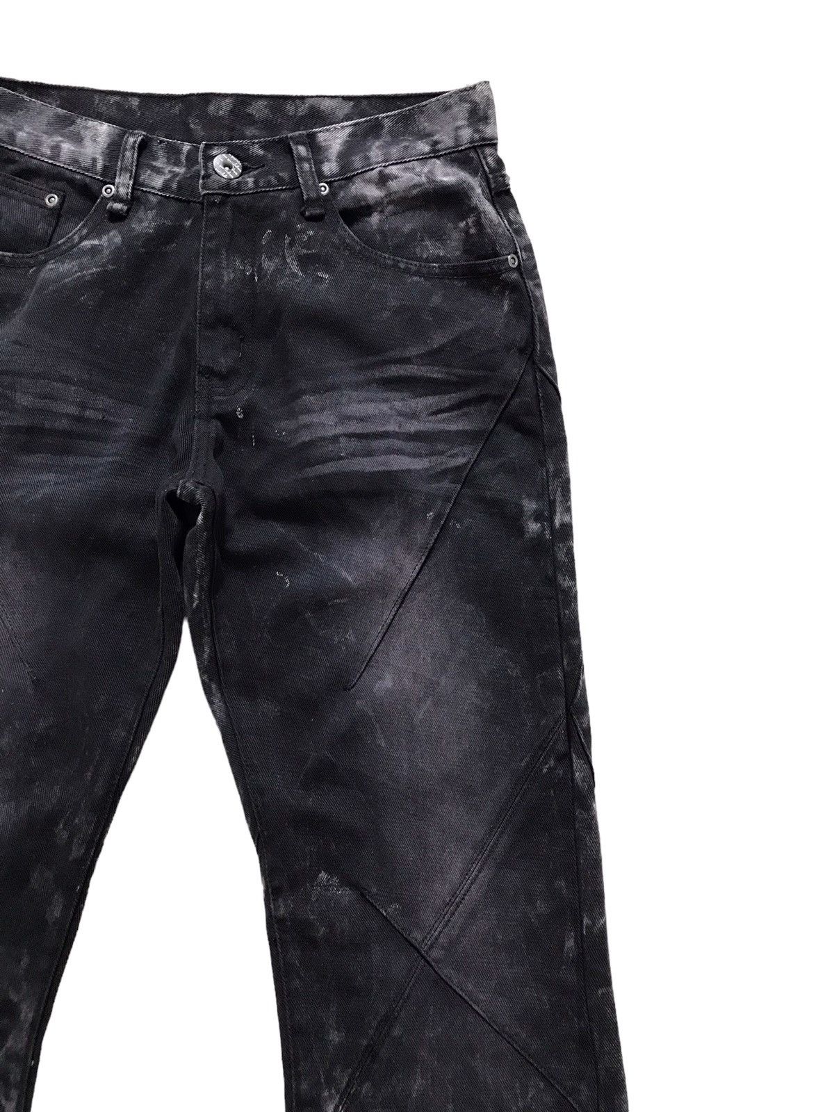Japanese Brand Igrod Cdhrm Punk Cross Stitch Bleach Denim Flare Jeans Size US 30 / EU 46 - 2 Thumbnail