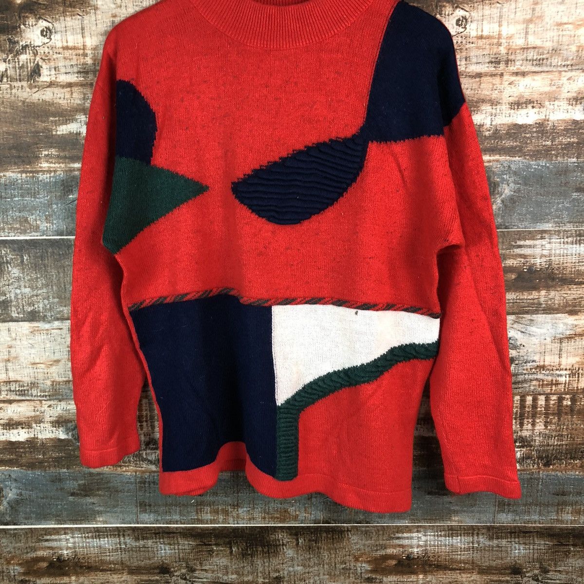 Homespun Knitwear × Japanese Brand Alpaca peru Red vintage Knitwear #A2189 Size M / US 6-8 / IT 42-44 - 3 Thumbnail