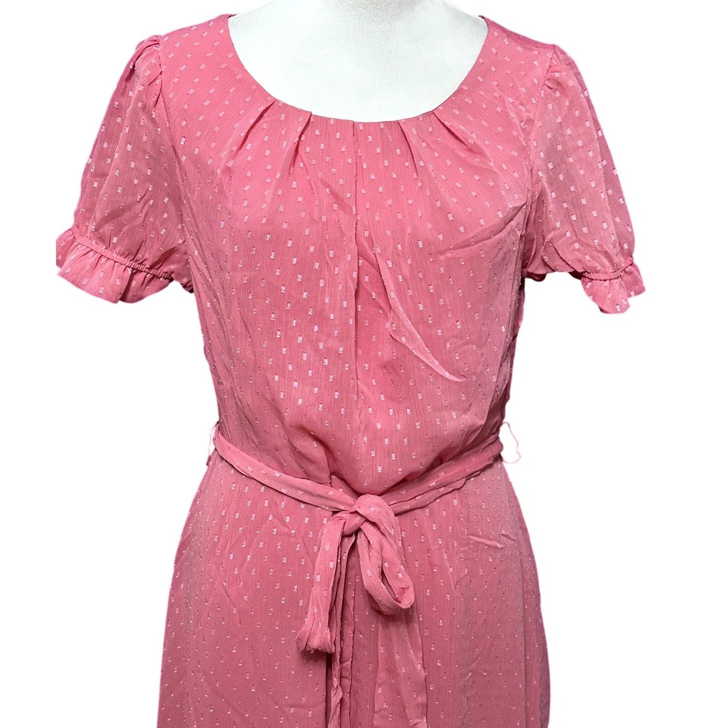 Other NY Collection Chiffon Midi Dress Ruffle Sleeves Pink LP NWT Size L / US 10 / IT 46 - 2 Thumbnail