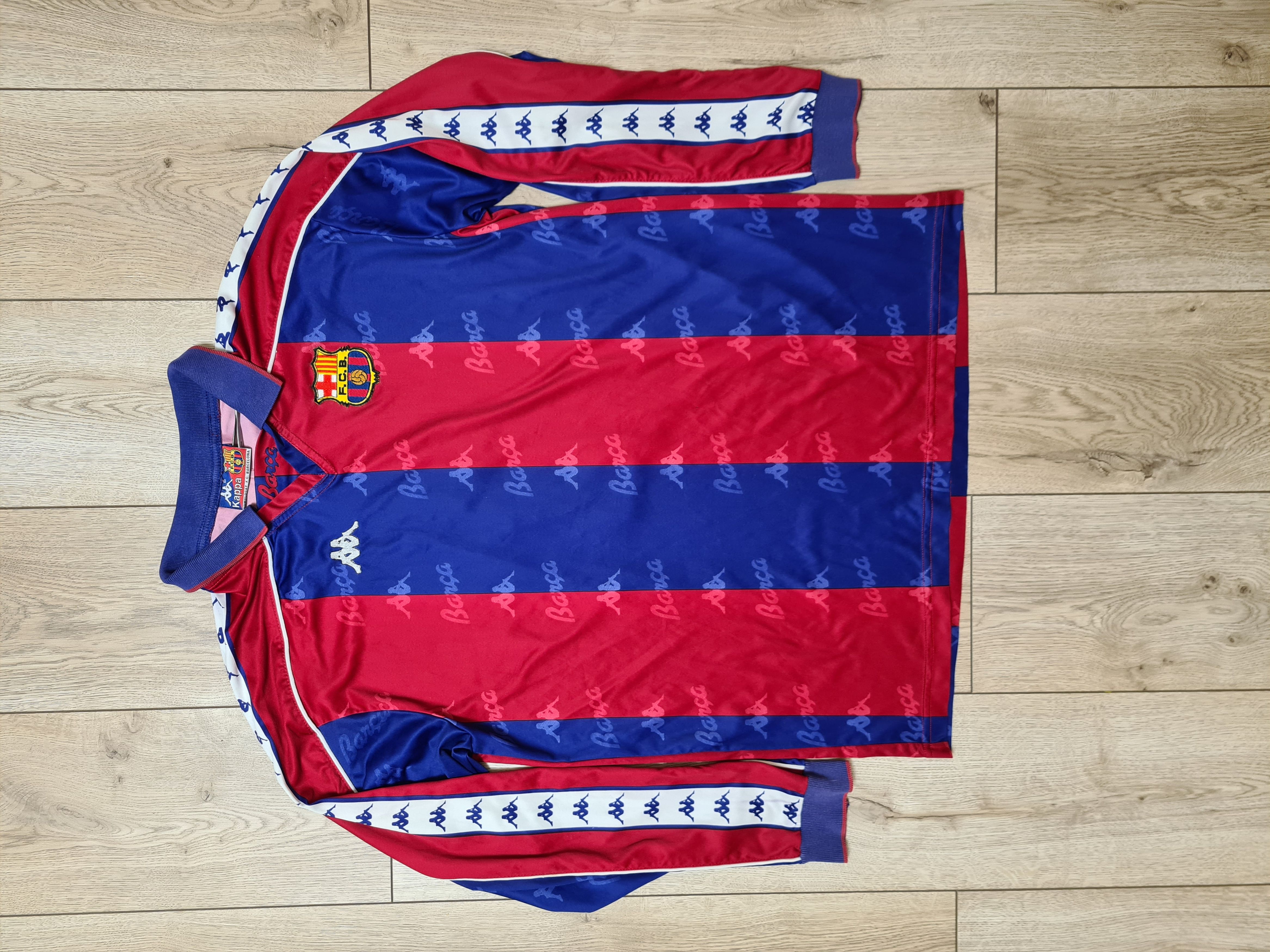 image of F C Barcelona x Soccer Jersey Barcelona 1992 1995 Home Football Shirt Soccer Jersey Long in Red (Si