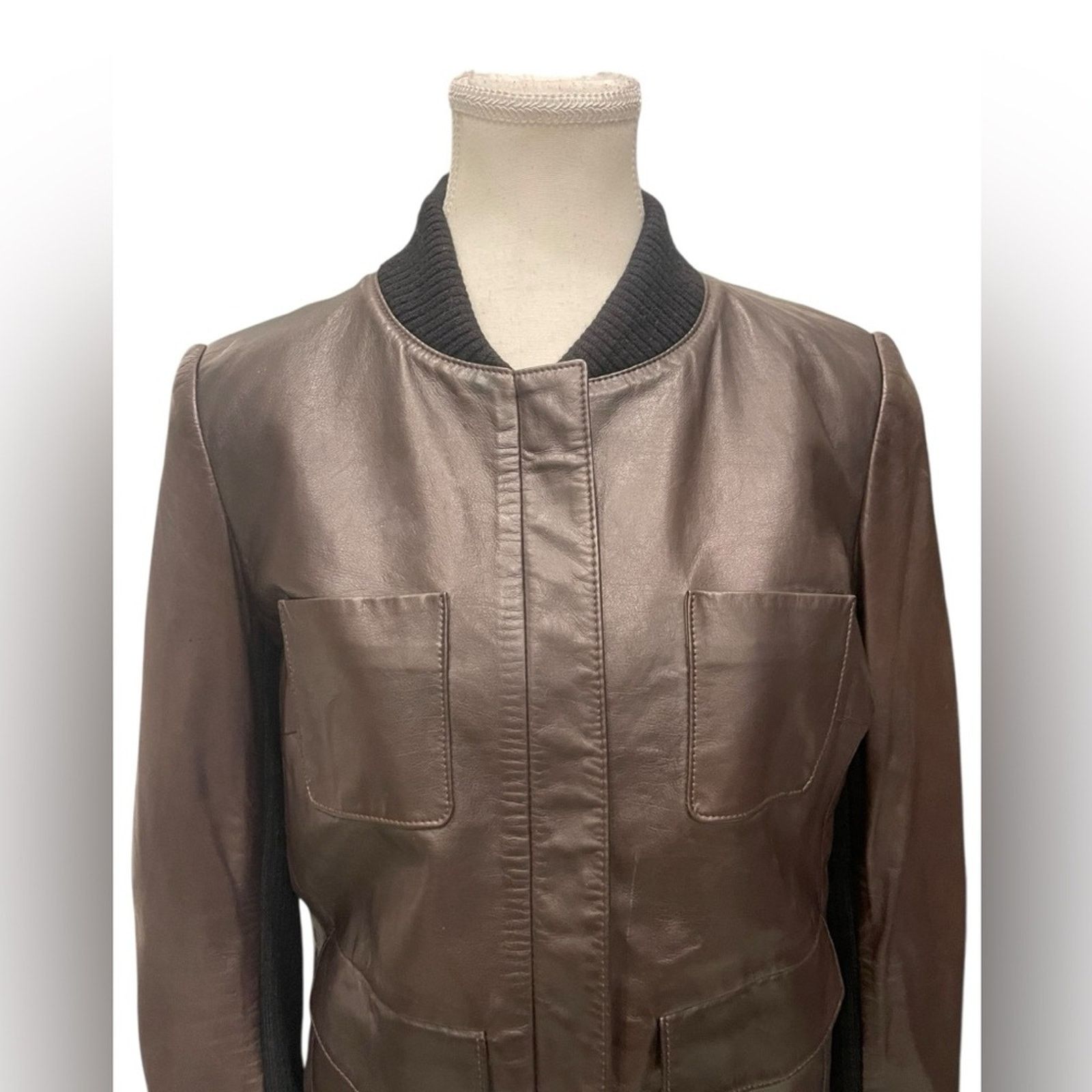 THAKOON THAKOON Woman’s Brown Leather Jacket Size:6 Size M / US 6-8 / IT 42-44 - 2 Thumbnail
