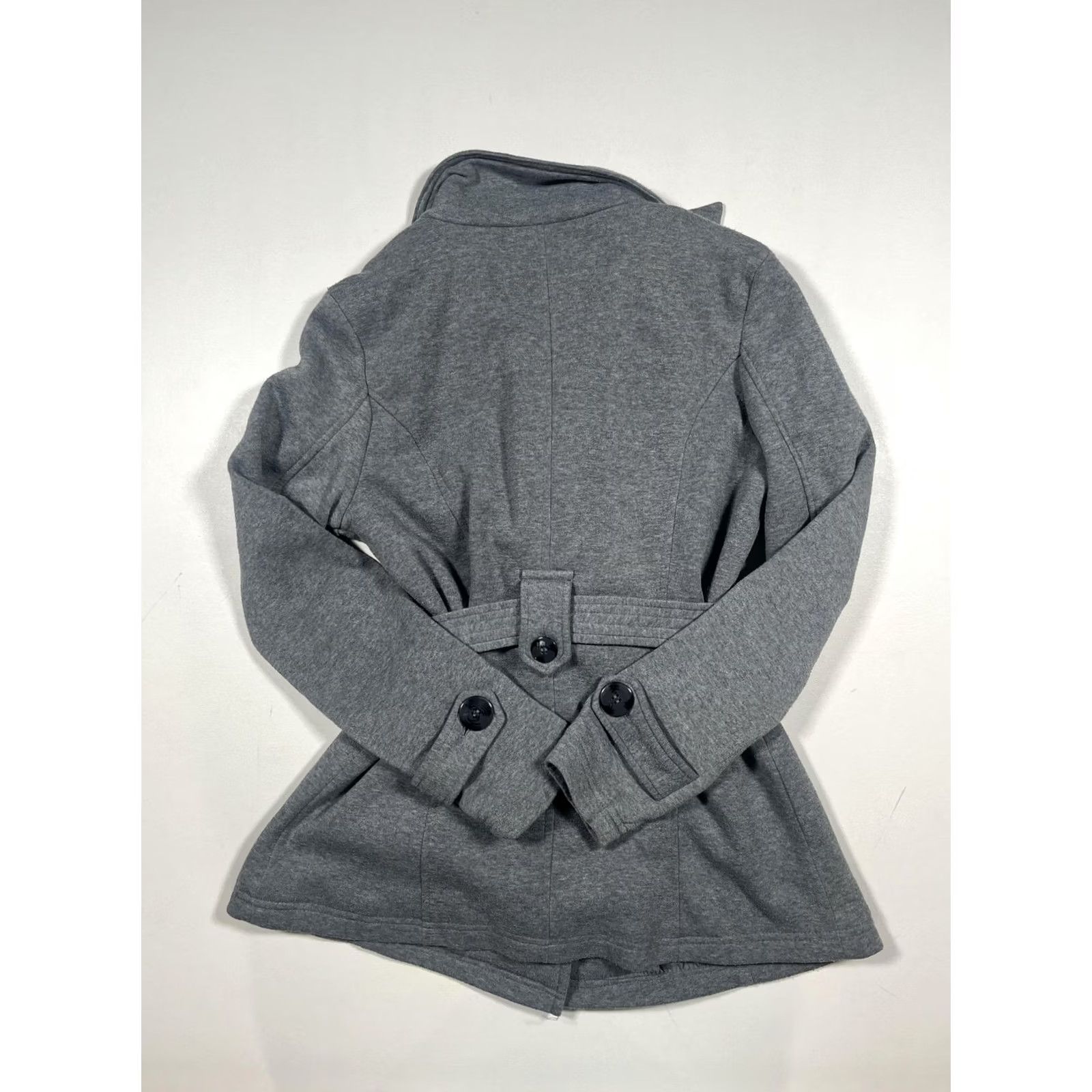 Vintage J2 Joe Jou Belted Coat Womens Medium Gray Fleece Trench Mid Length Button Lined Size M / US 6-8 / IT 42-44 - 2 Thumbnail