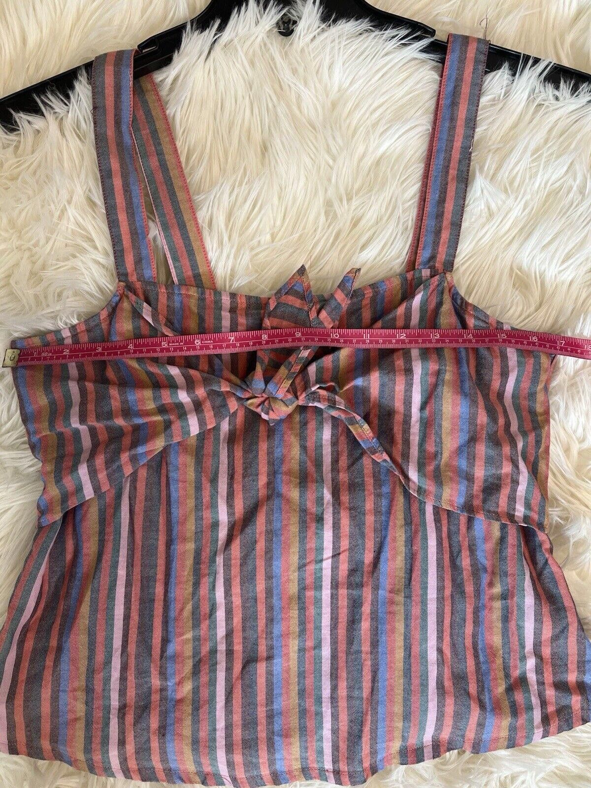 Rainbow Madewell Womens Tie-Front Cami Top in Rainbow Stripe size 10 Size L / US 10 / IT 46 - 4 Thumbnail