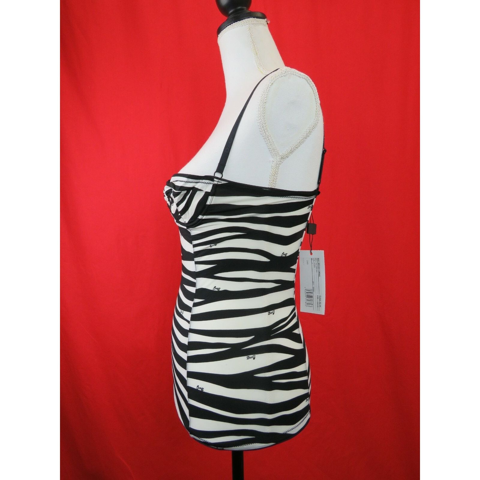 Dolce & Gabbana DOLCE GABBANA BLACK WHITE ZEBRA LOGO BRA STRETCH TANK TOP S Size S / US 4 / IT 40 - 3 Thumbnail
