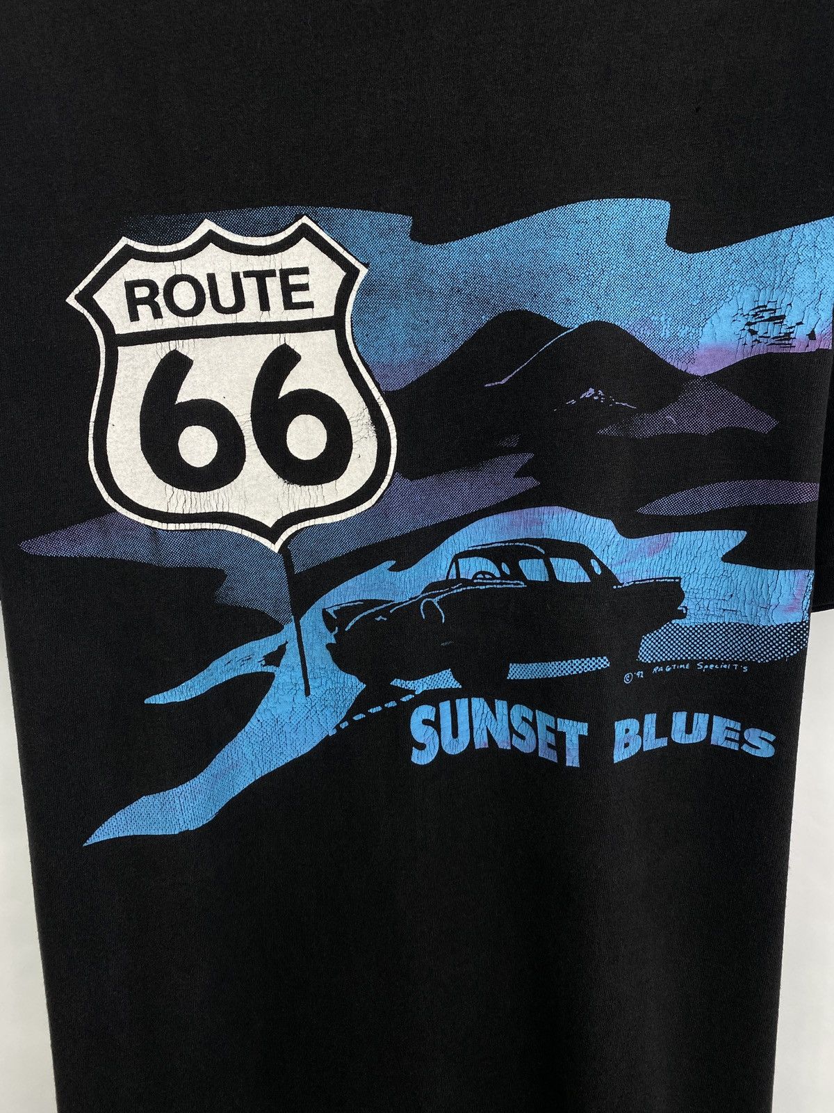 Route 66 🇺🇸 Vintage 1992 Route 66 Sunset Blues Hanes T-Shirt Y2K Retro Size US XL / EU 56 / 4 - 4 Thumbnail