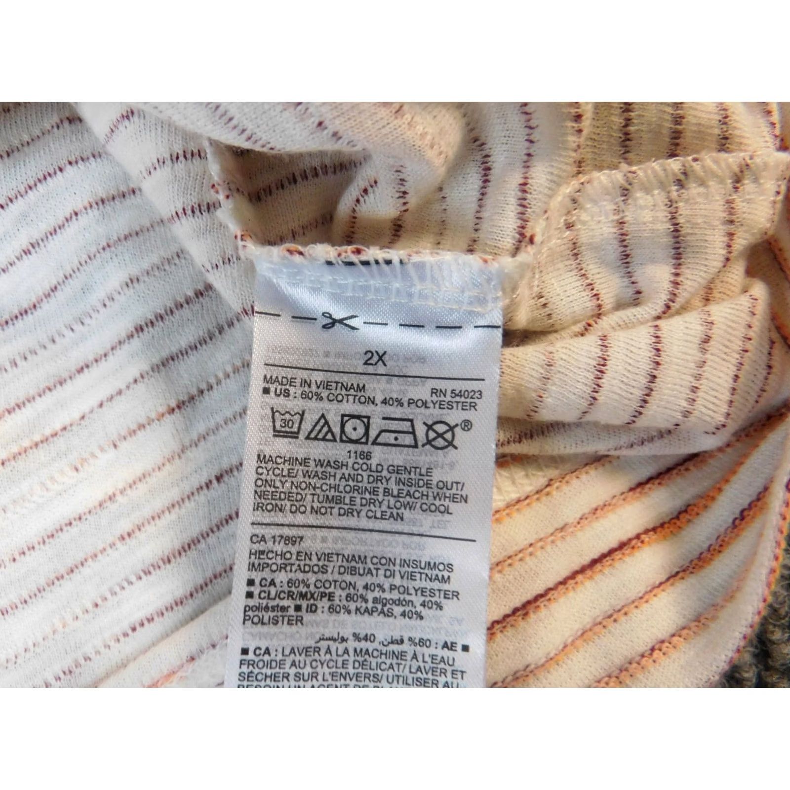 Old Navy Old Navy Womens Blouse 2X Plus Striped Stretch Short Sleeve Round Neck Pullover Casual Multicolor Button Cotton 100% Regular Size XXL / US 16-18 / IT 52-54 - 6 Thumbnail