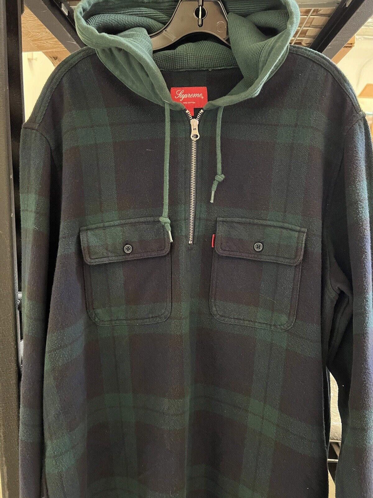 Supreme Supreme Plaid Quarter Zip Hoodie Flannel Green Sz L Size US L / EU 52-54 / 3 - 2 Thumbnail