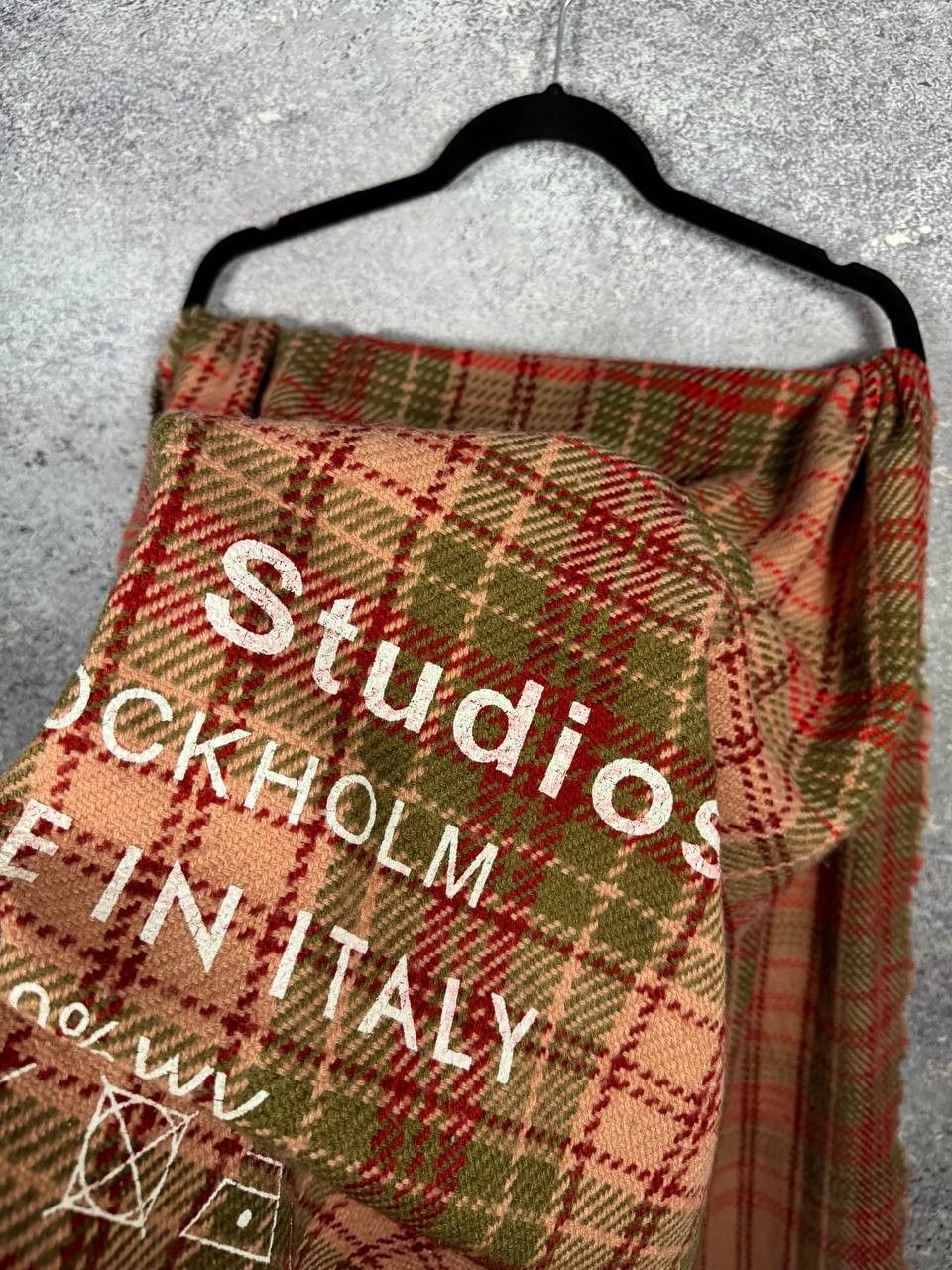 Vintage Acne Studios Red Check Big Poncho Scarf Big White Logo Size ONE SIZE - 7 Thumbnail
