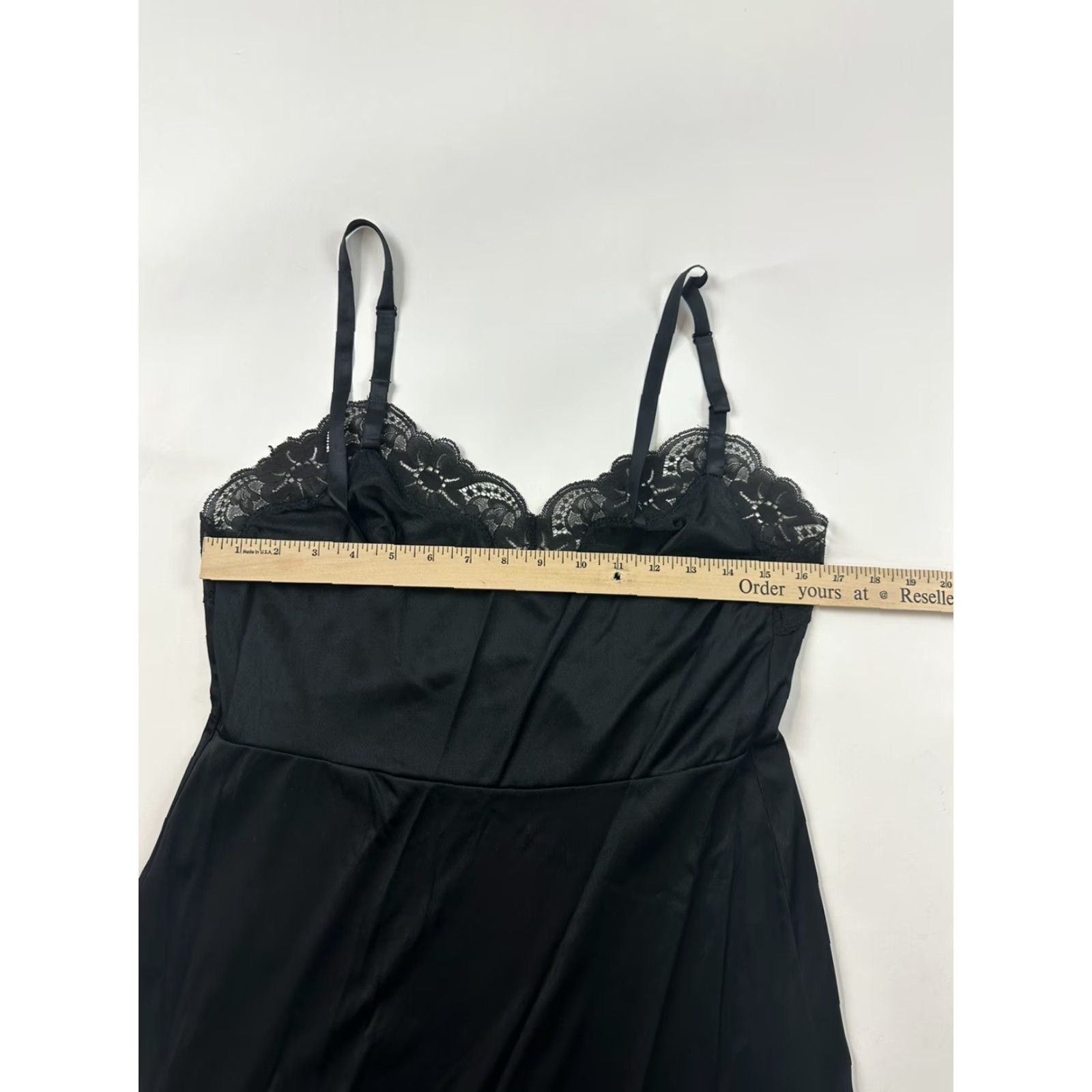 Vintage VINTAGE Greenco maid Full Slip Size 36 Black Lace Trim Nylon Made In USA Negro Rockabilly 1960s Slip Womens Size ONE SIZE - 6 Thumbnail