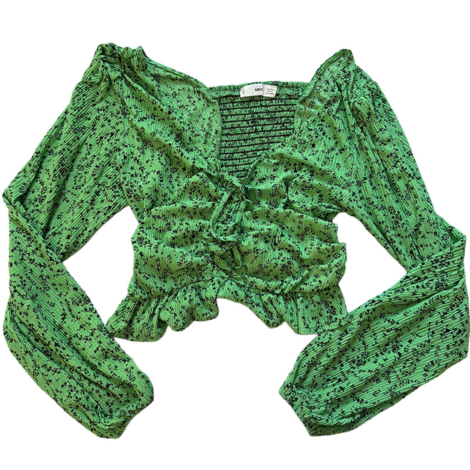 Mango Vintage Mango cropped top small floral barrel sleeves Size S / US 4 / IT 40 - 1 Thumbnail